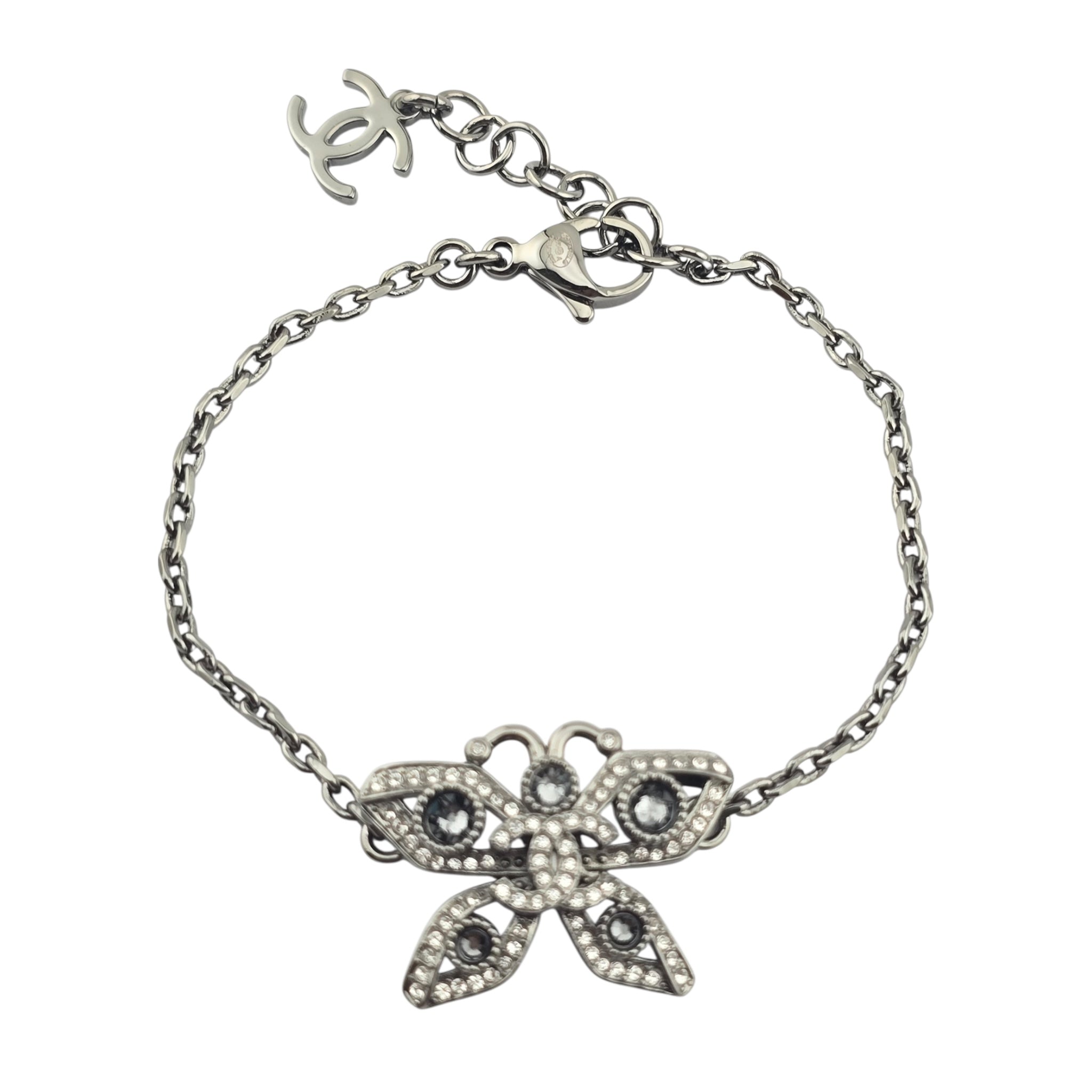 Chanel CC Butterfly Gunmetal Grey Bracelet B25
