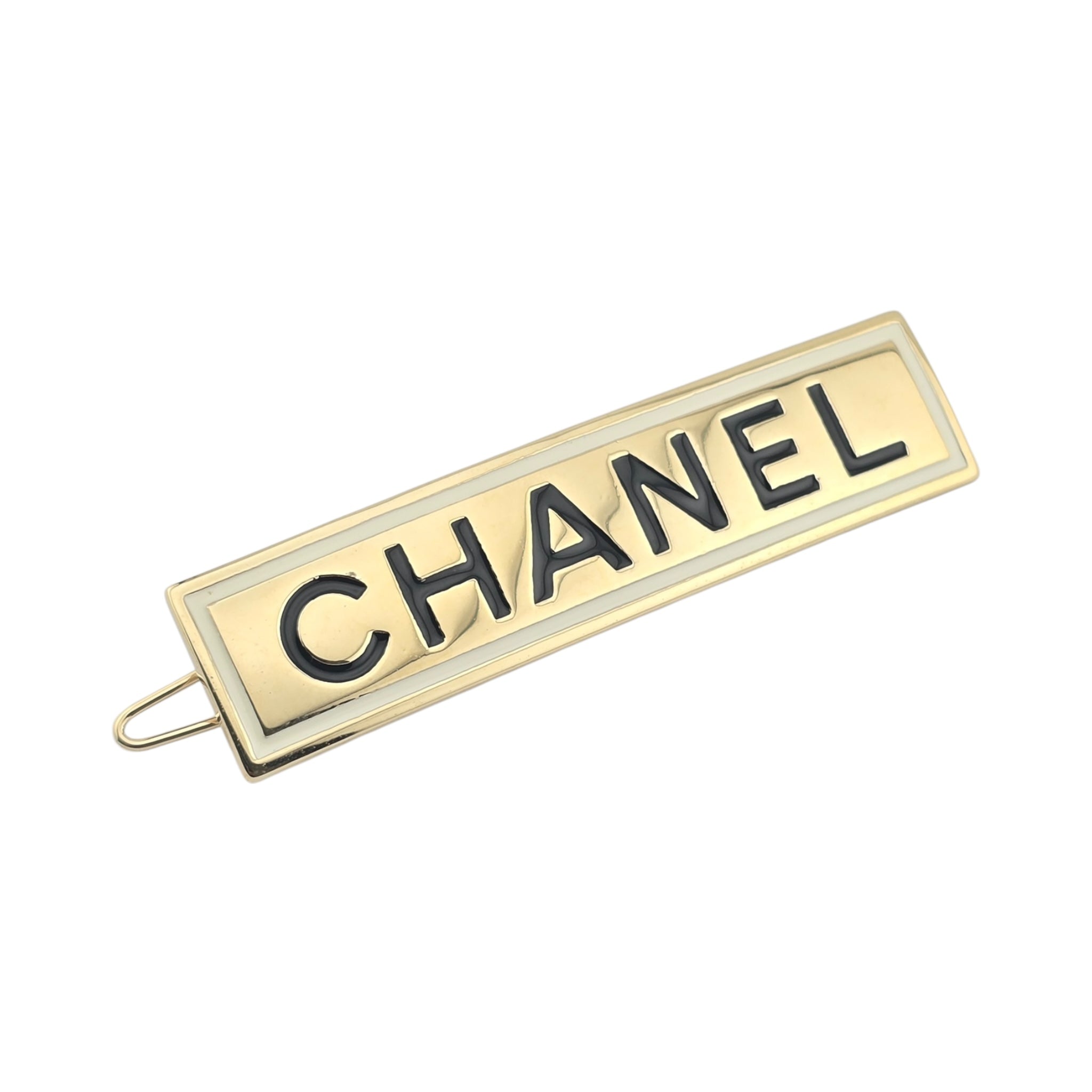 Chanel Logo Gold Black Hair Barrette Clip 2021