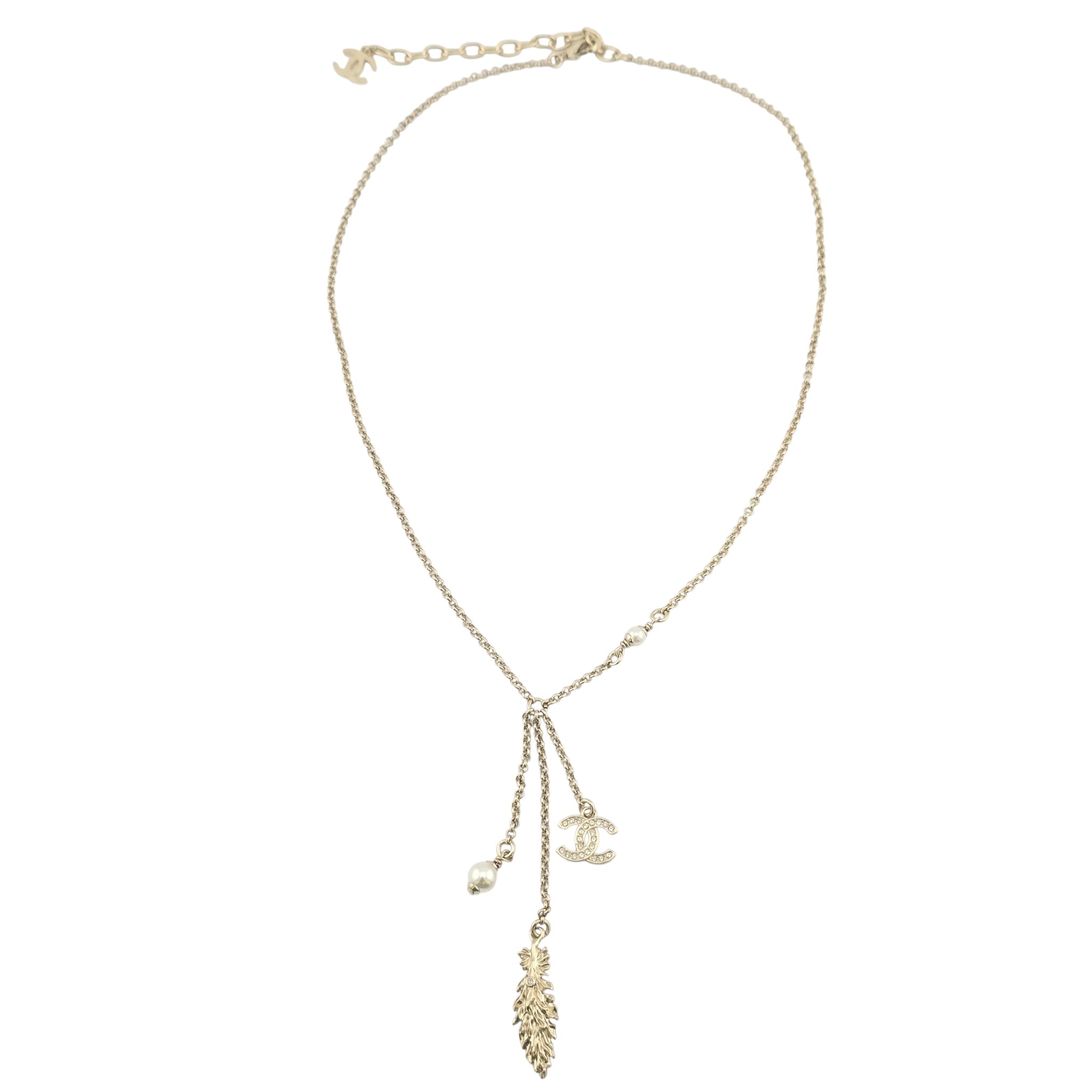 Chanel CC Gold Drop Pendant Necklace 2025