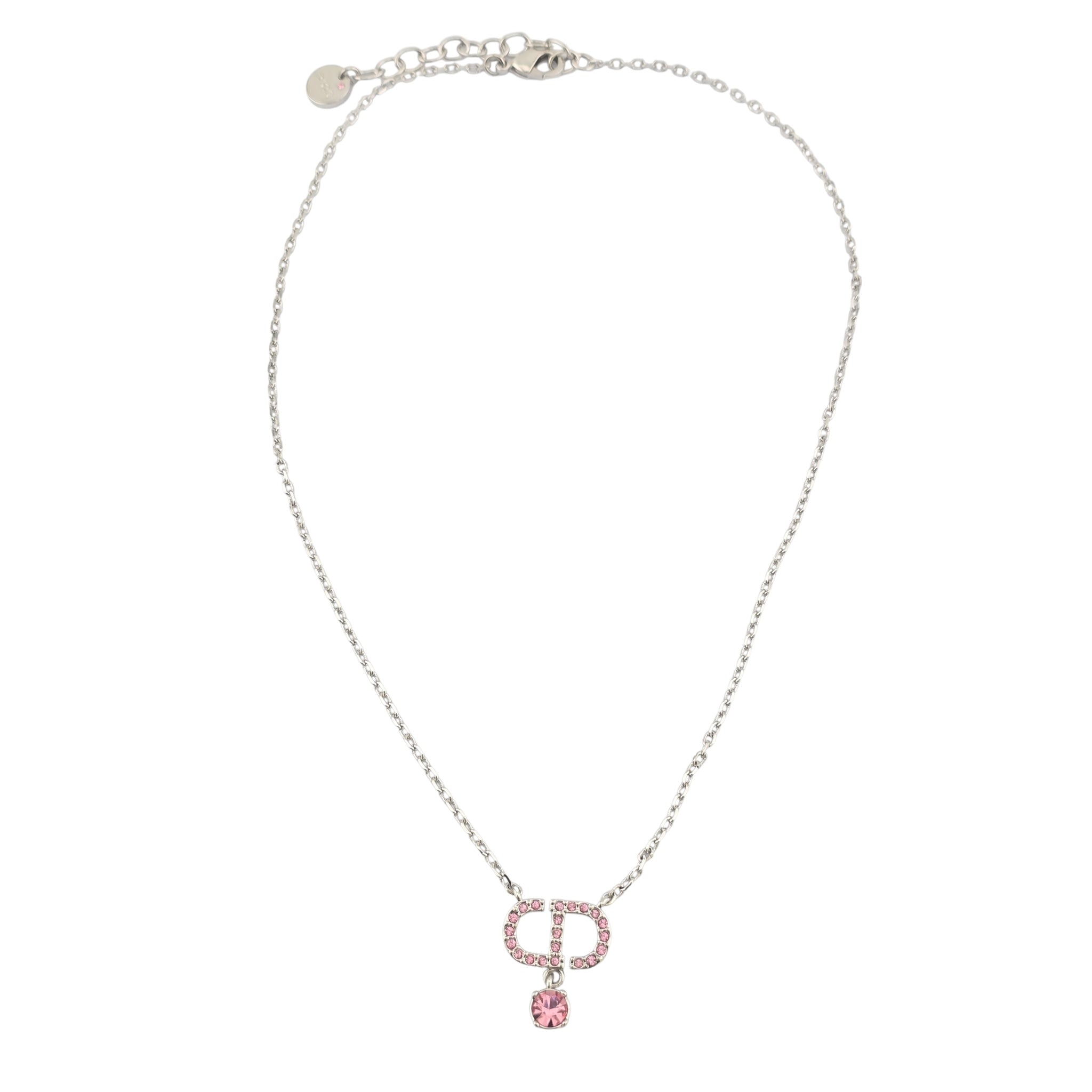 Christian Dior Petit CD Silver Pink Necklace