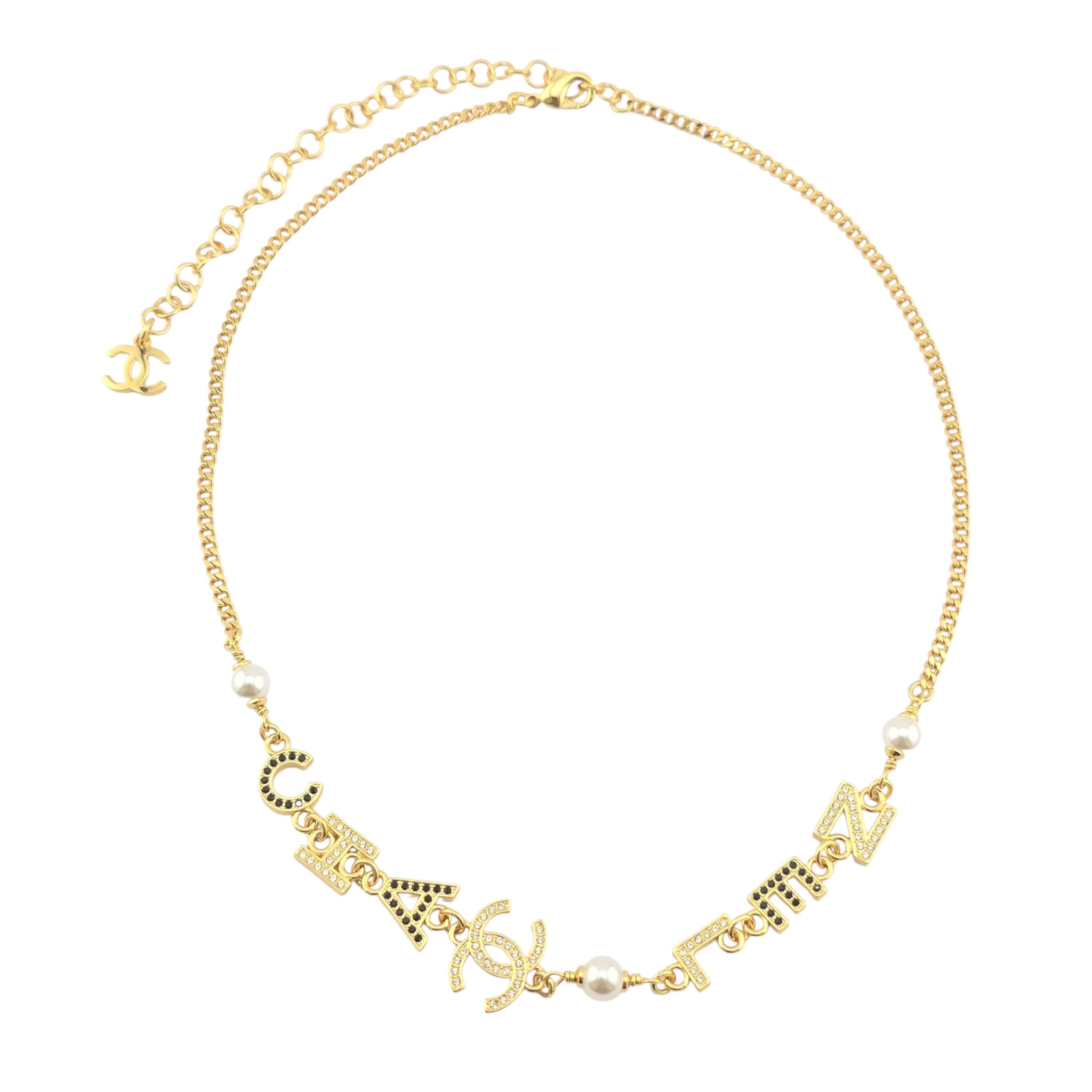 Chanel CC Logo Pendant Gold Necklace