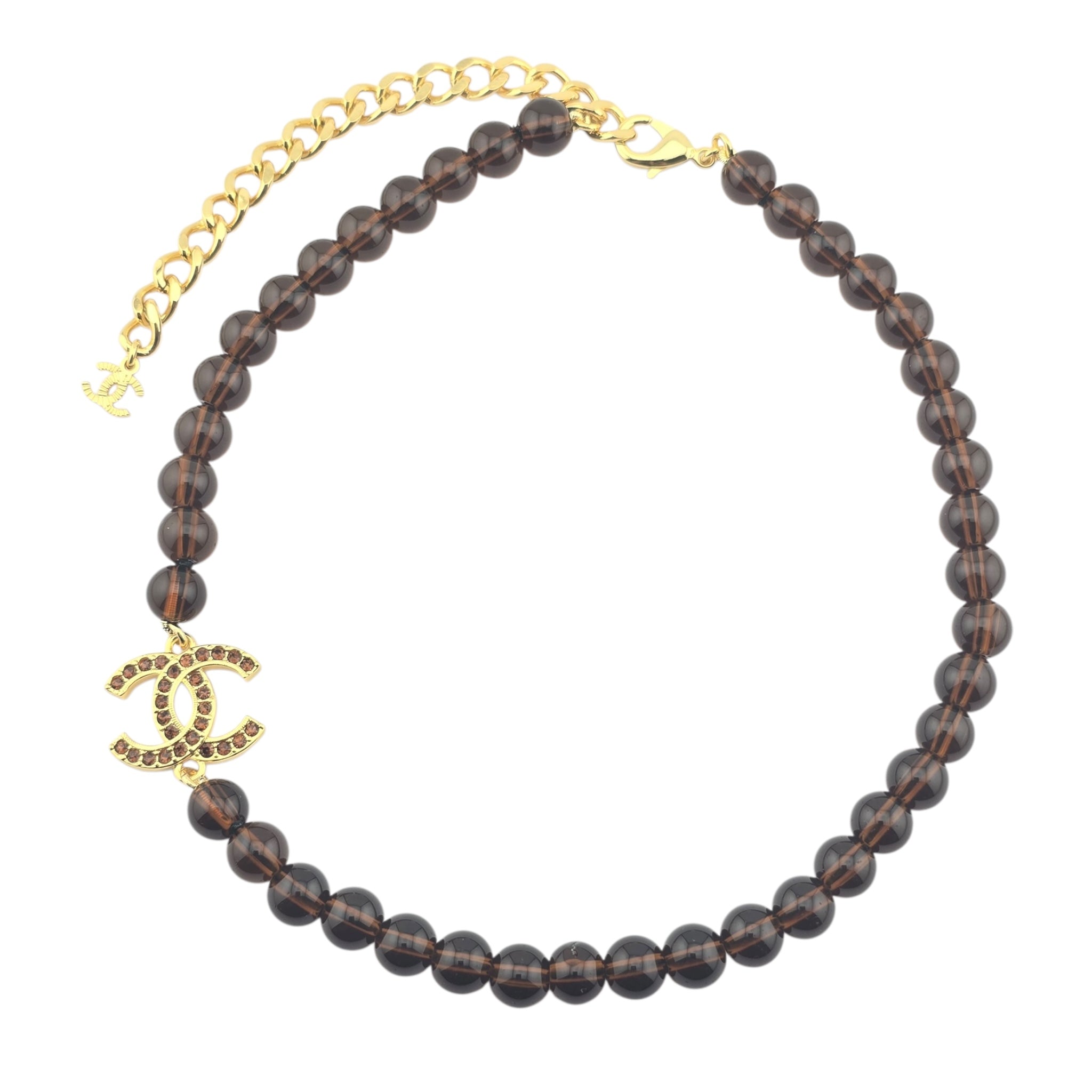 Chanel CC Brown Gold Bead Necklace 2025 CHANEL