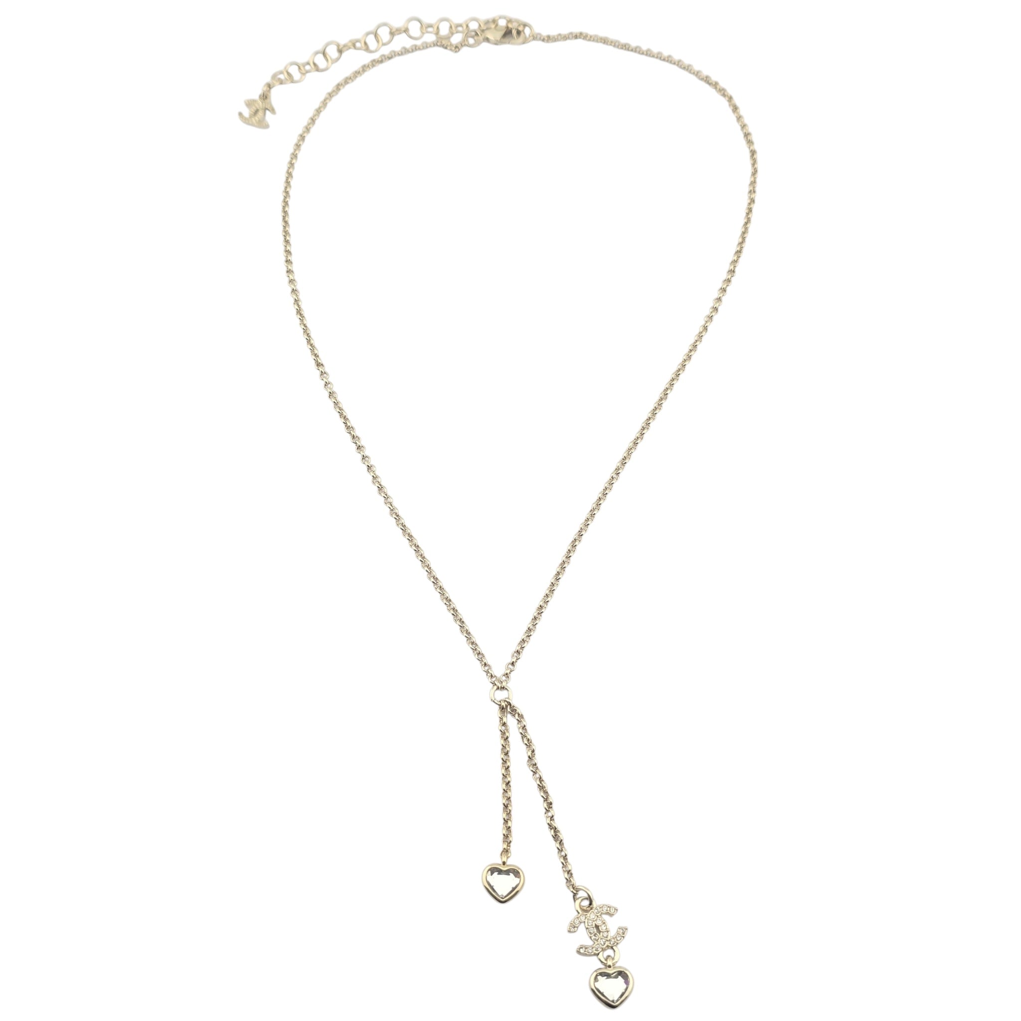 Chanel CC Gold Metal Heart Crystal Necklace 2025 CHANEL