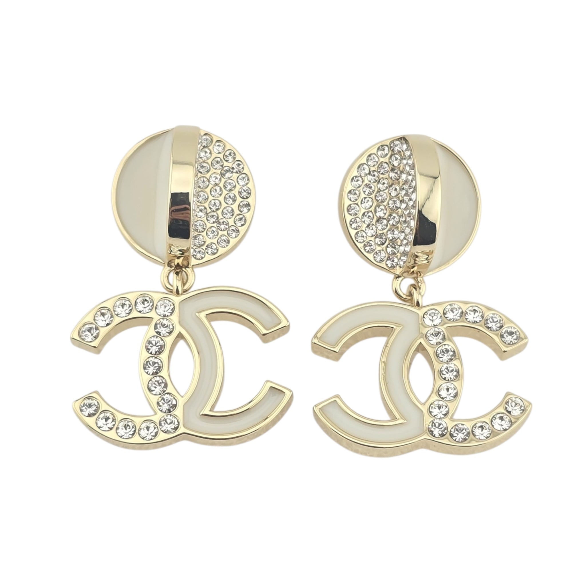 Chanel CC Drop Gold Crystals Earrings 2024 CHANEL