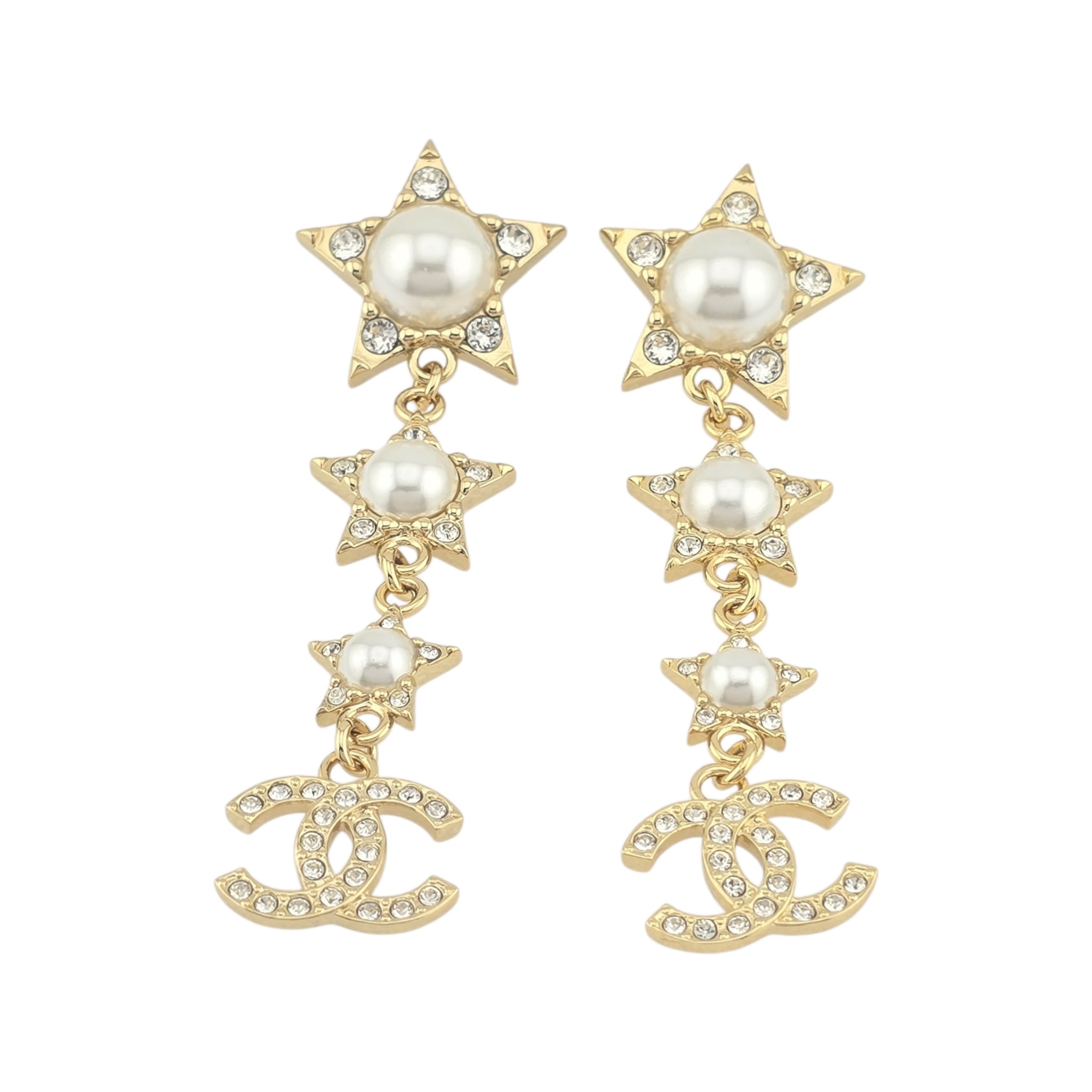 Chanel CC Gold Stars Drop Earrings 2024 CHANEL