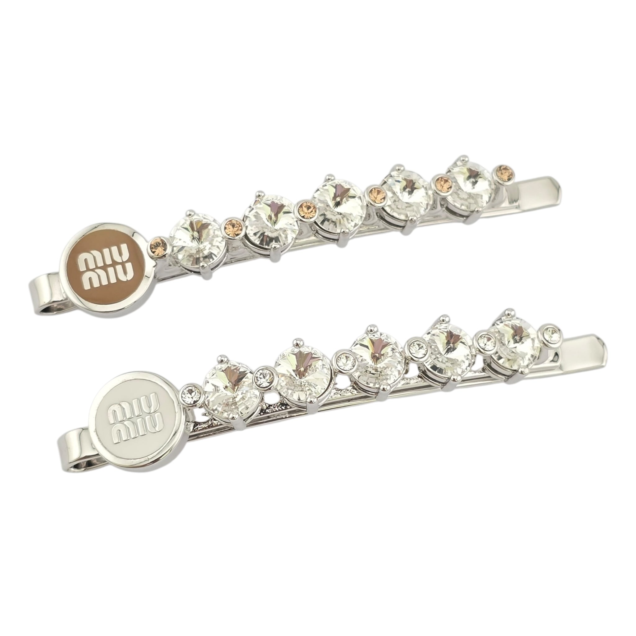 Miu Miu Crystal Silver Hair Clips MIU MIU