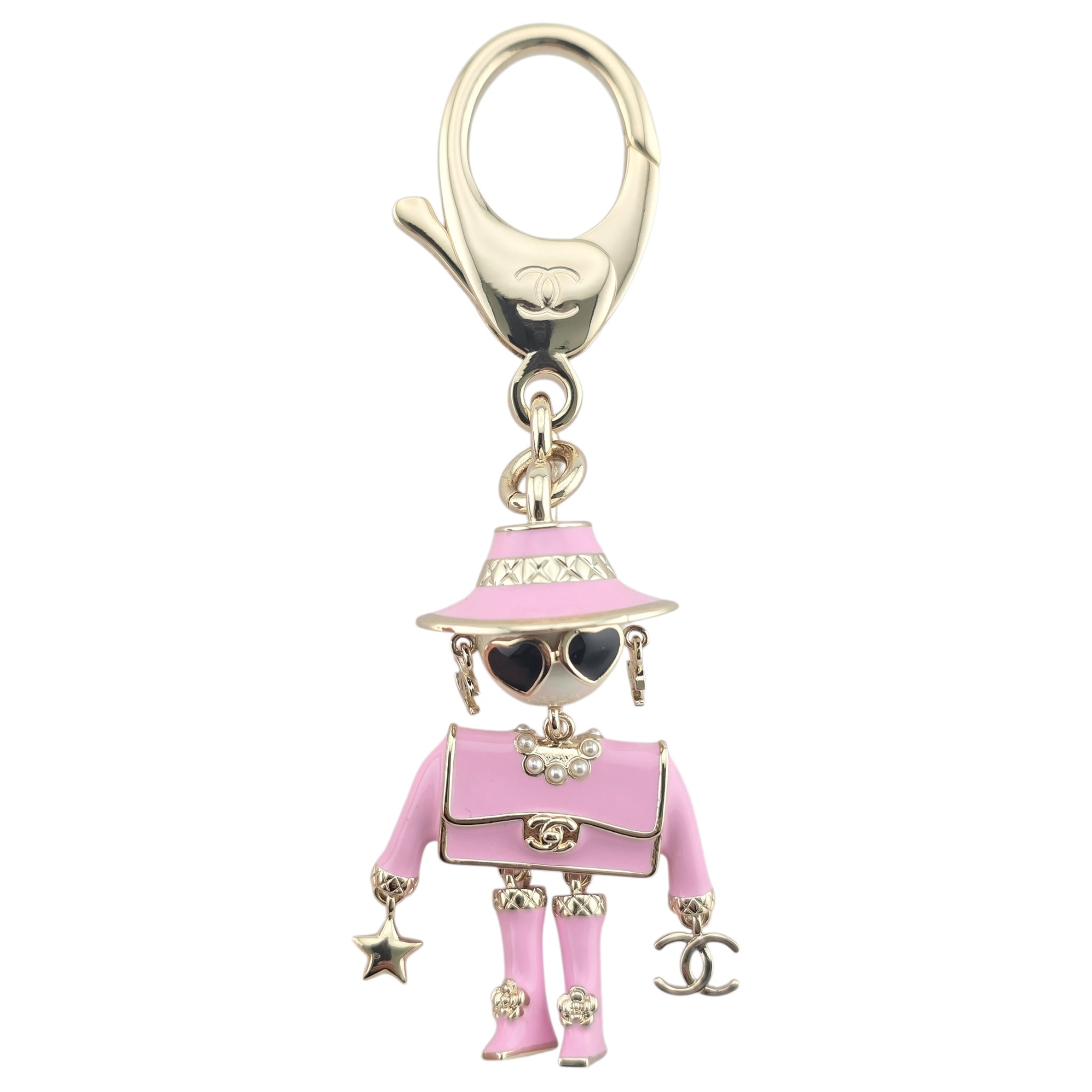 Chanel CC Robot Gabrielle Doll Pink Key Ring Bag Charm 25B