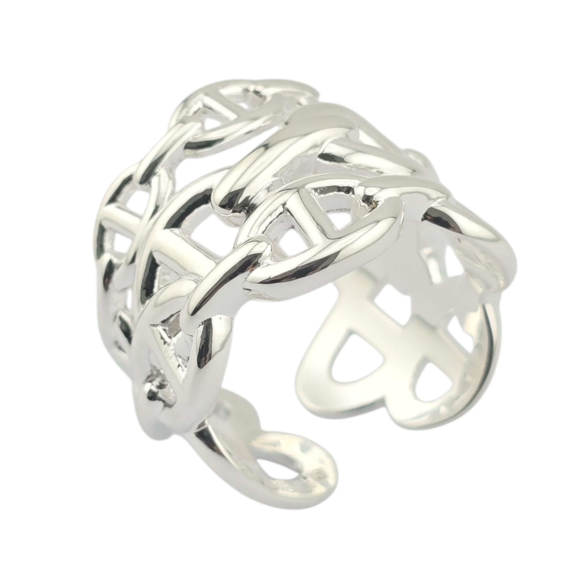Hermes Chaine d'ancre Enchainee Silver Ring Large Model HERMES