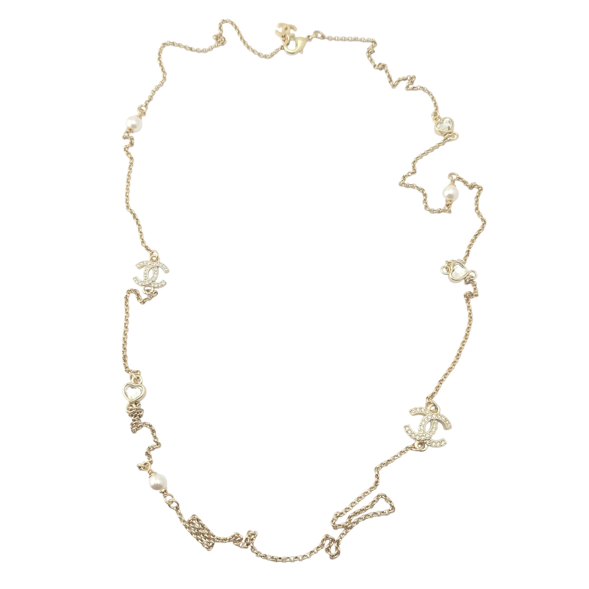 Chanel CC Charms Gold Metal Heart Long Necklace 2024 CHANEL