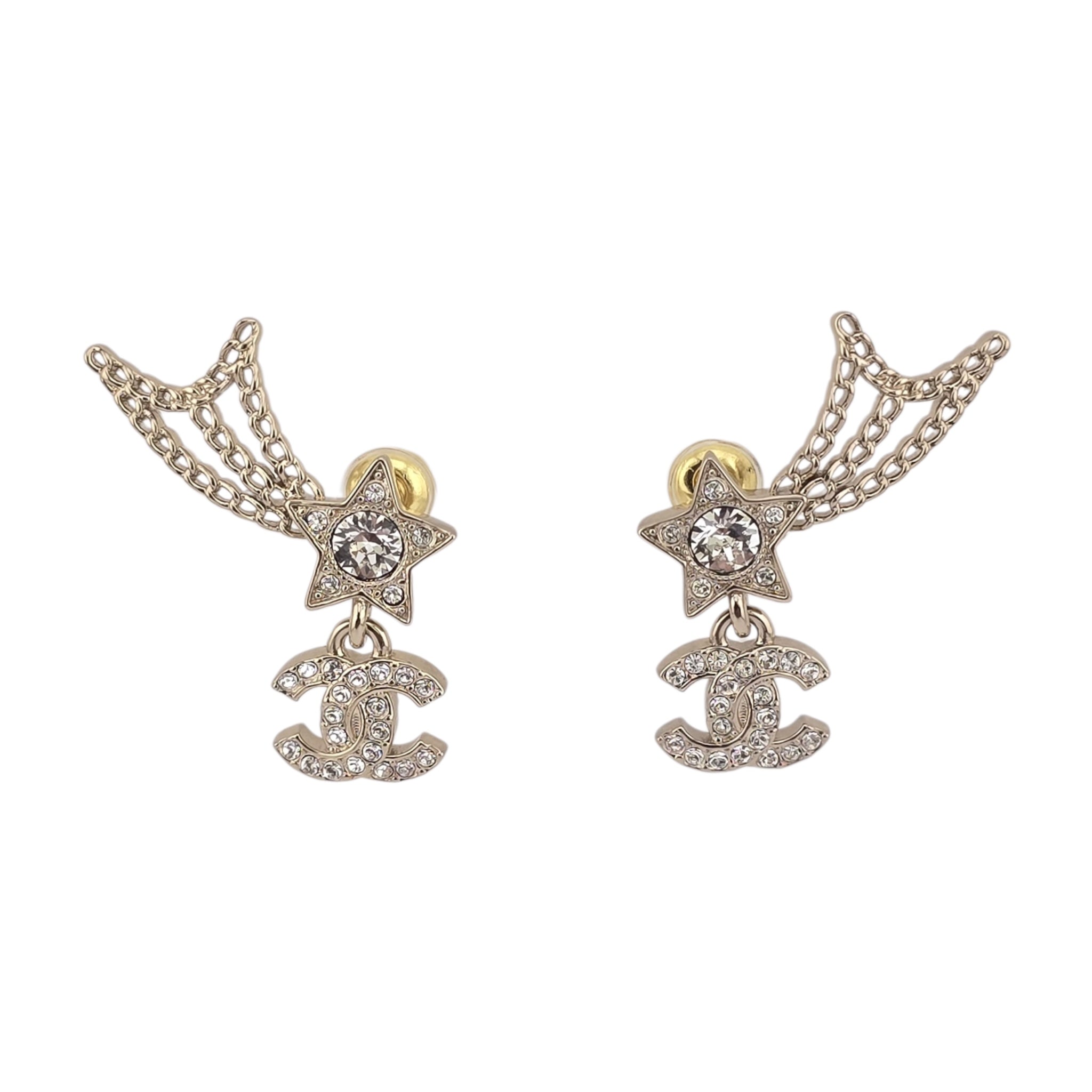 Chanel CC Shooting Star Gold Earrings 25B CHANEL