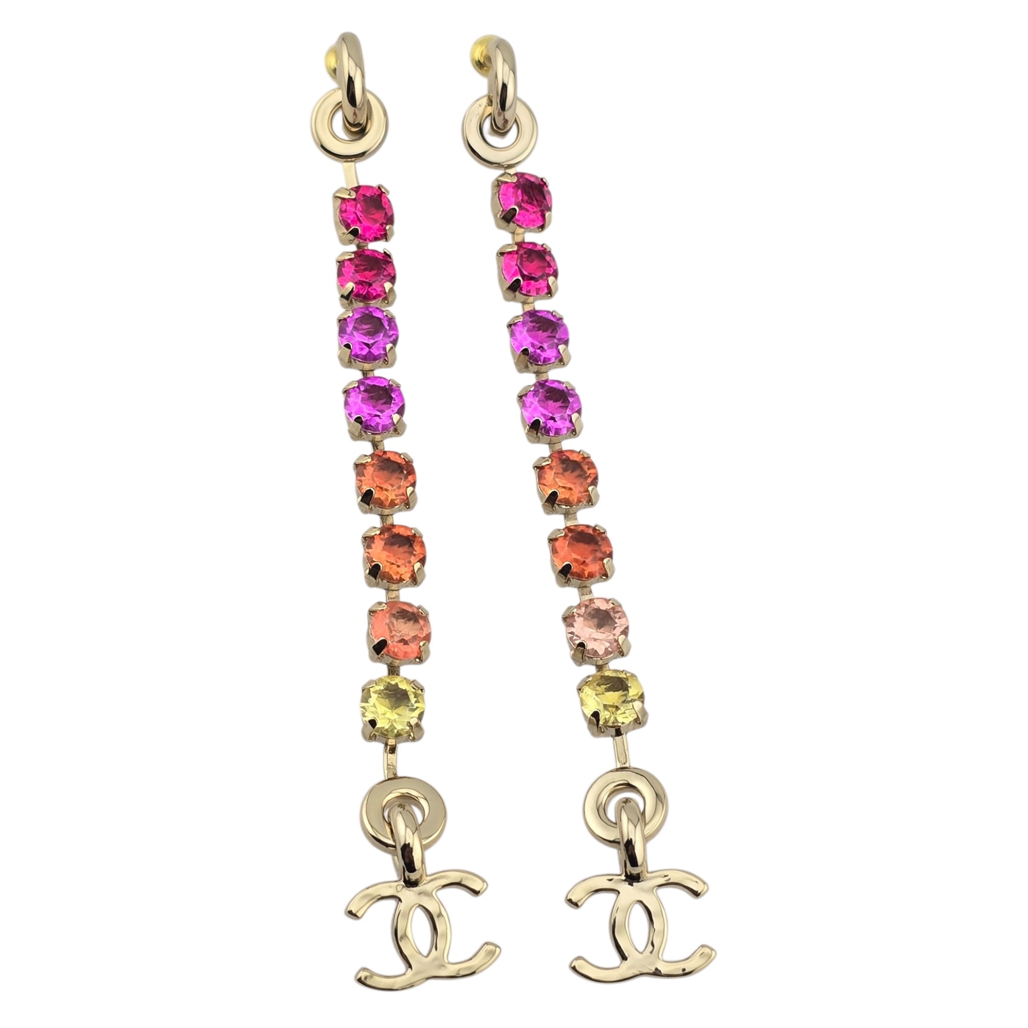 Chanel CC Rainbow Crystal Earrings A24 CHANEL