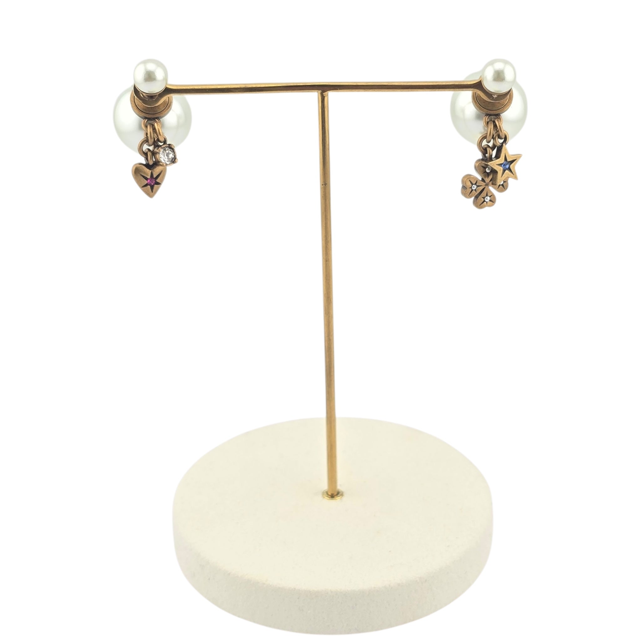 Christian Dior Tribales Gold Finish Pearl Charm Earrings DIOR