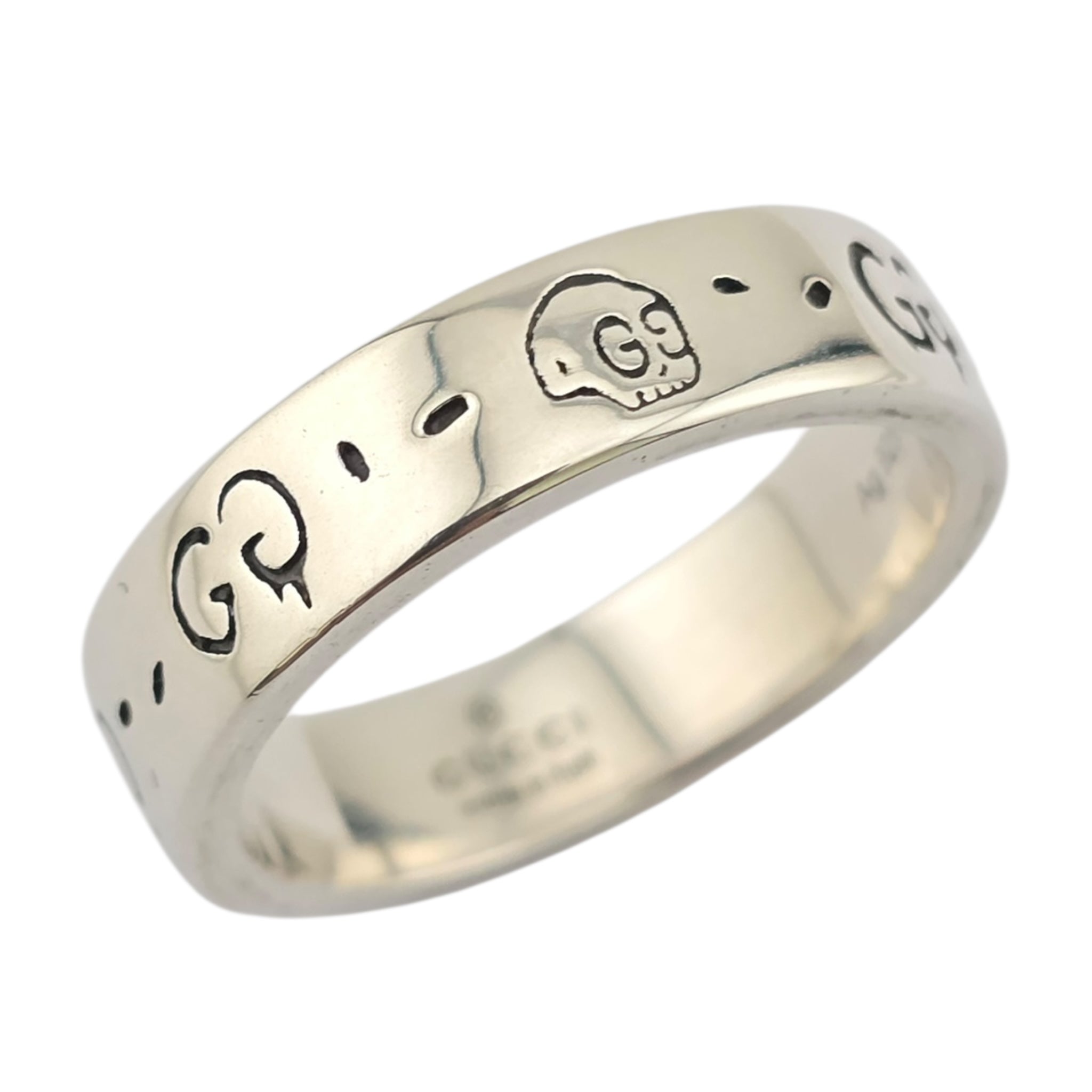 GUCCI Ghost Skull Silver GG Ring 4mm GUCCI