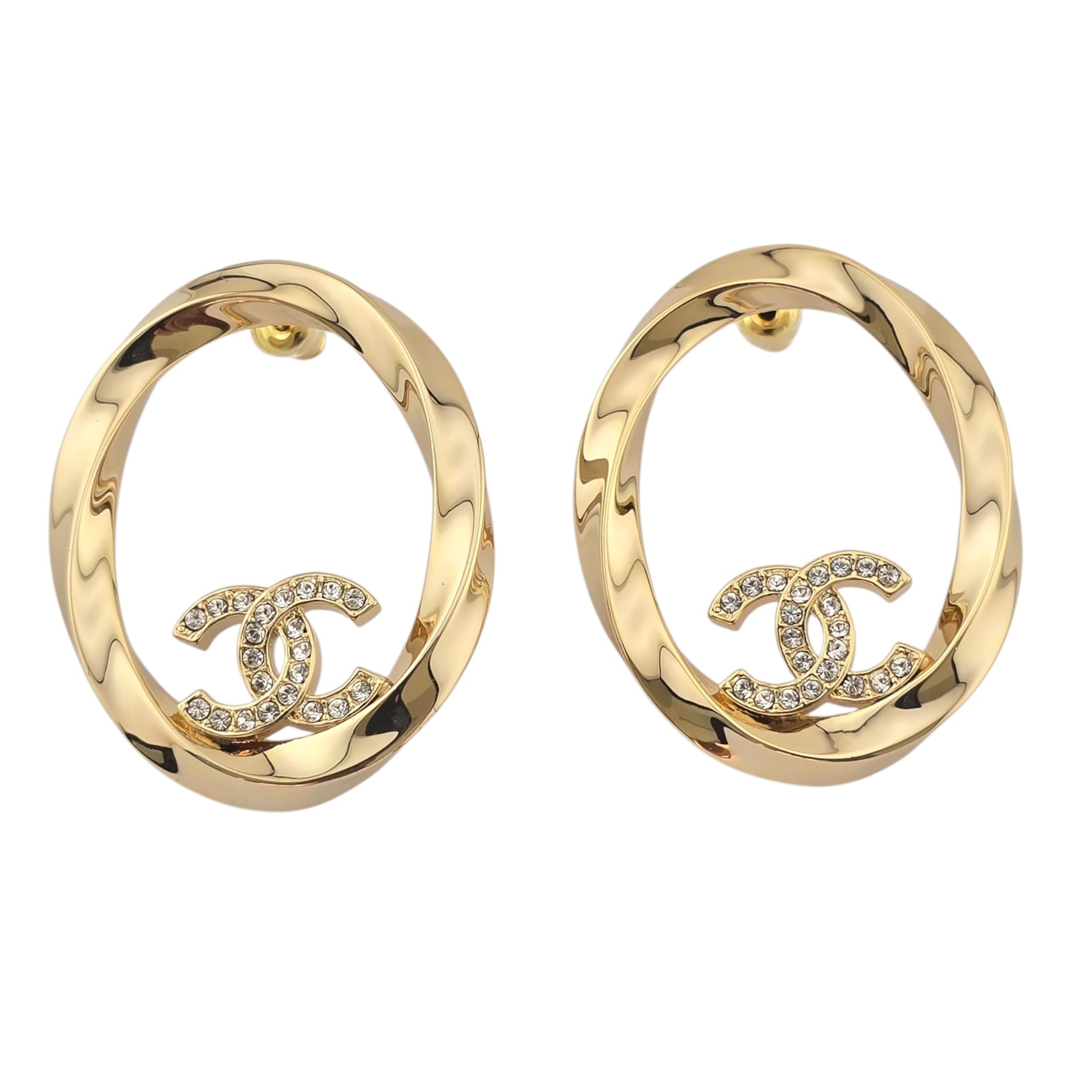 Chanel CC Gold Oval Earrings 2025 CHANEL