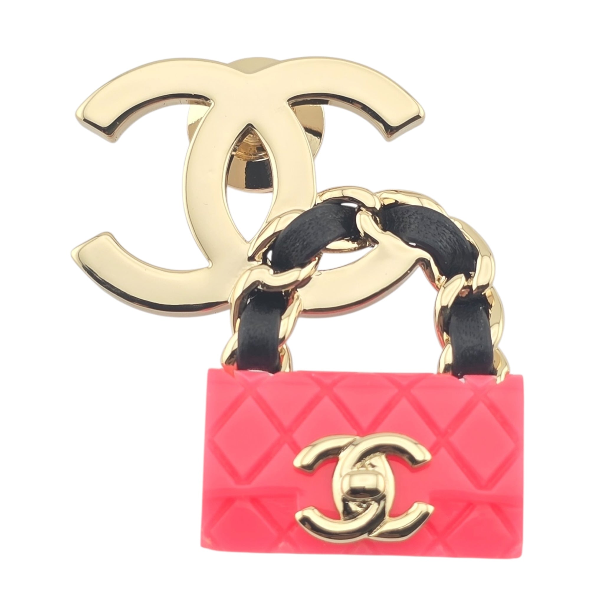 Chanel CC Matelasse Pink Gold Brooch B23 CHANEL