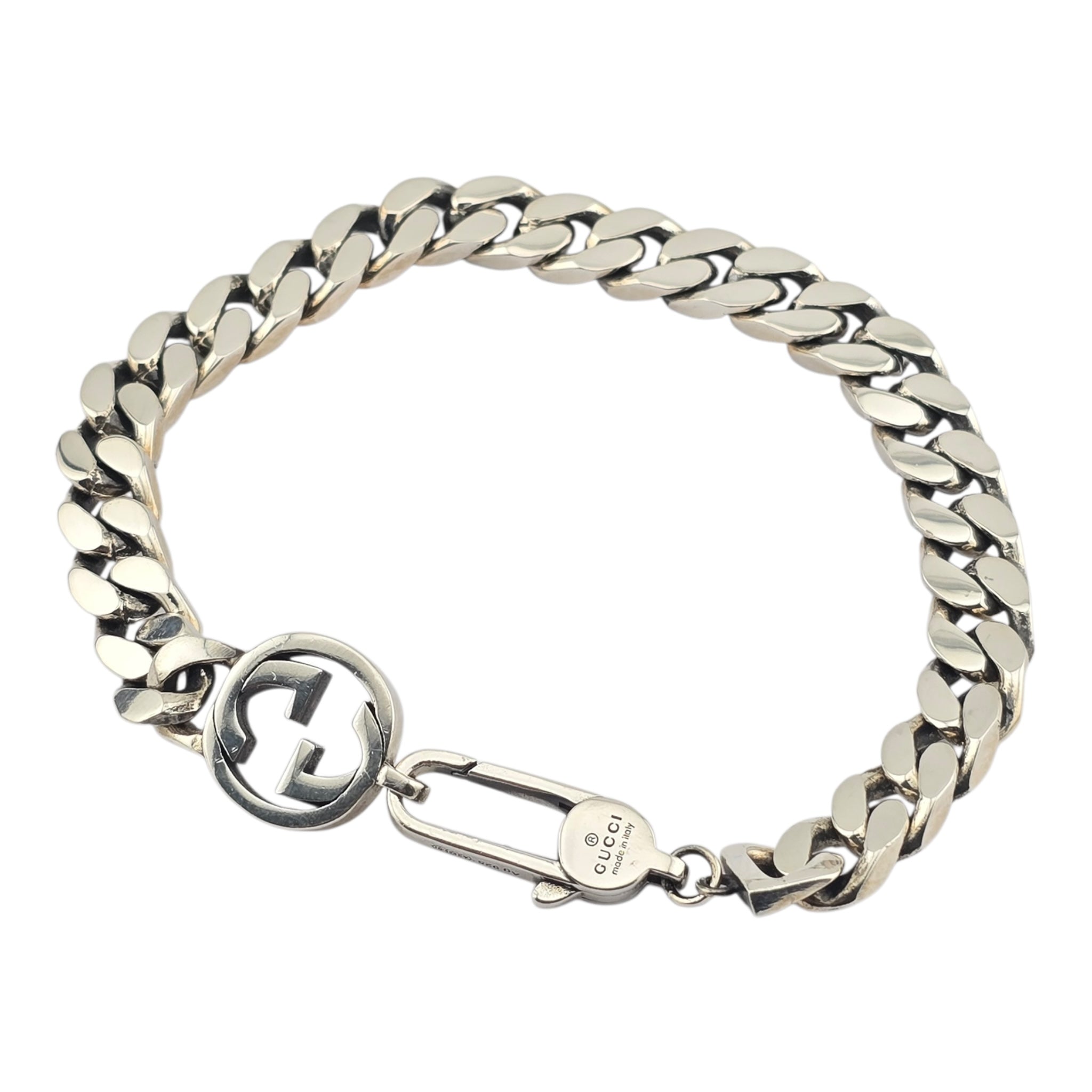 GUCCI GG Interlocking Sterling Silver Logo Bracelet GUCCI