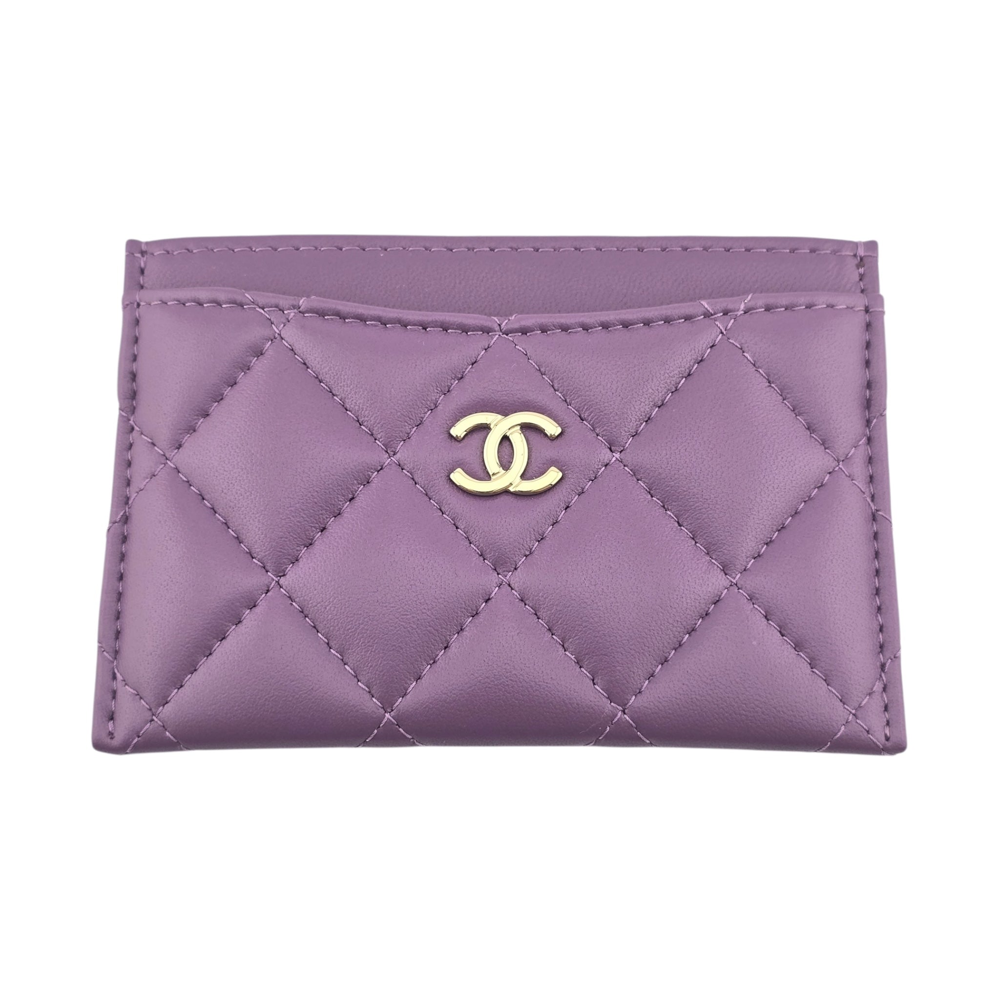 Chanel CC Lambskin Purple Classic Cardholder CHANEL