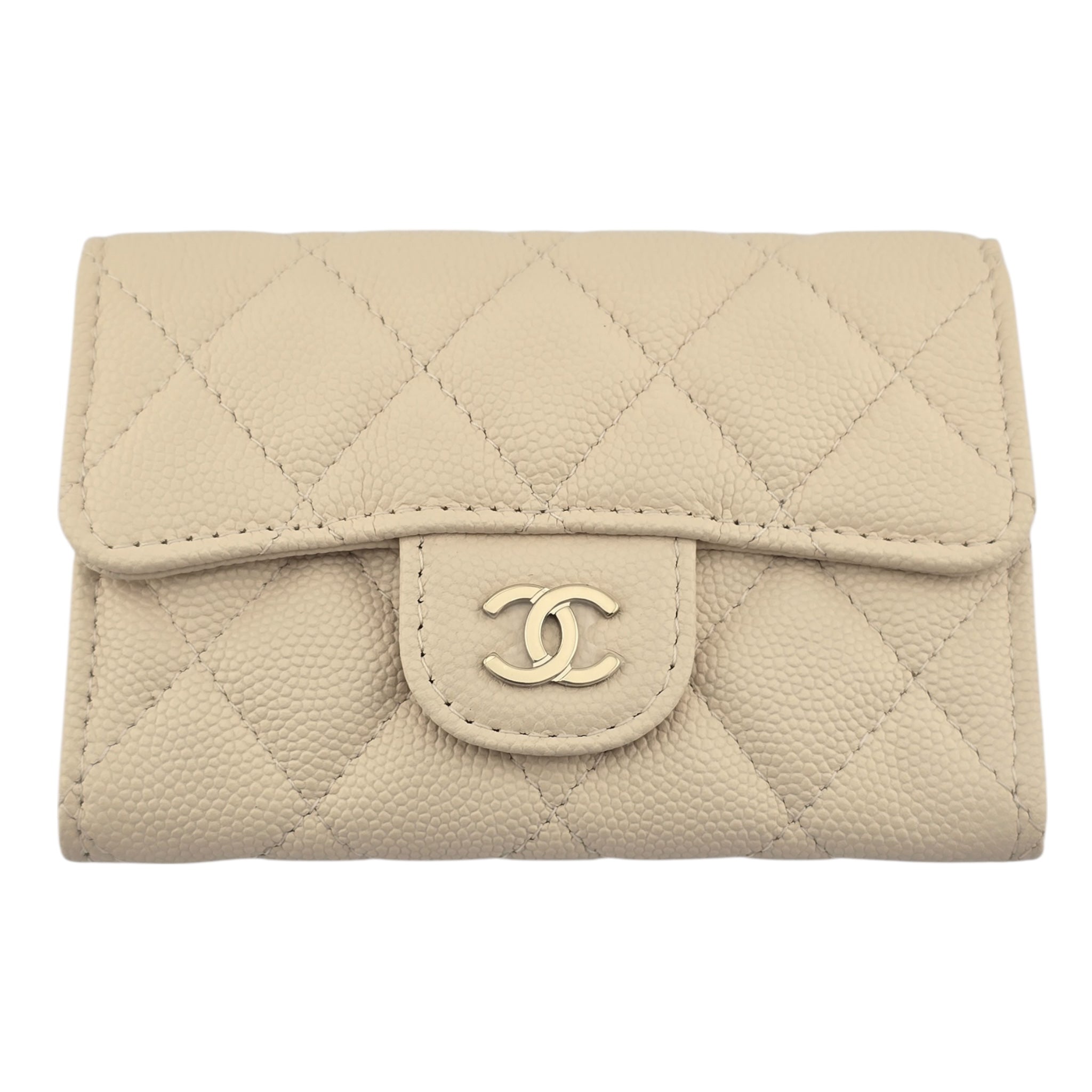 Chanel CC Caviar Beige Classic Flap Cardholder CHANEL