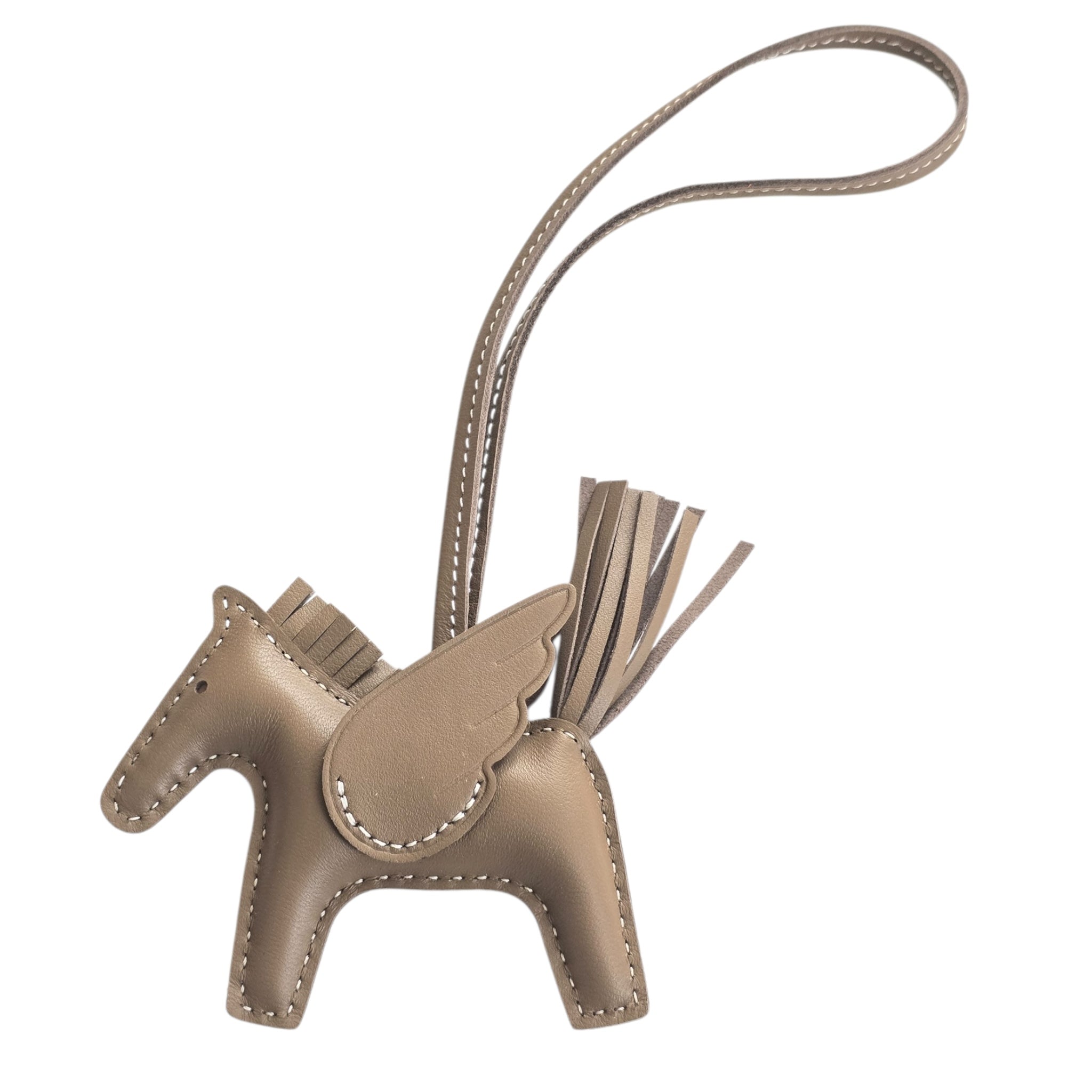 Hermes Rodeo Pegase PM Bag Charm Etoupe/Blanc HERMES