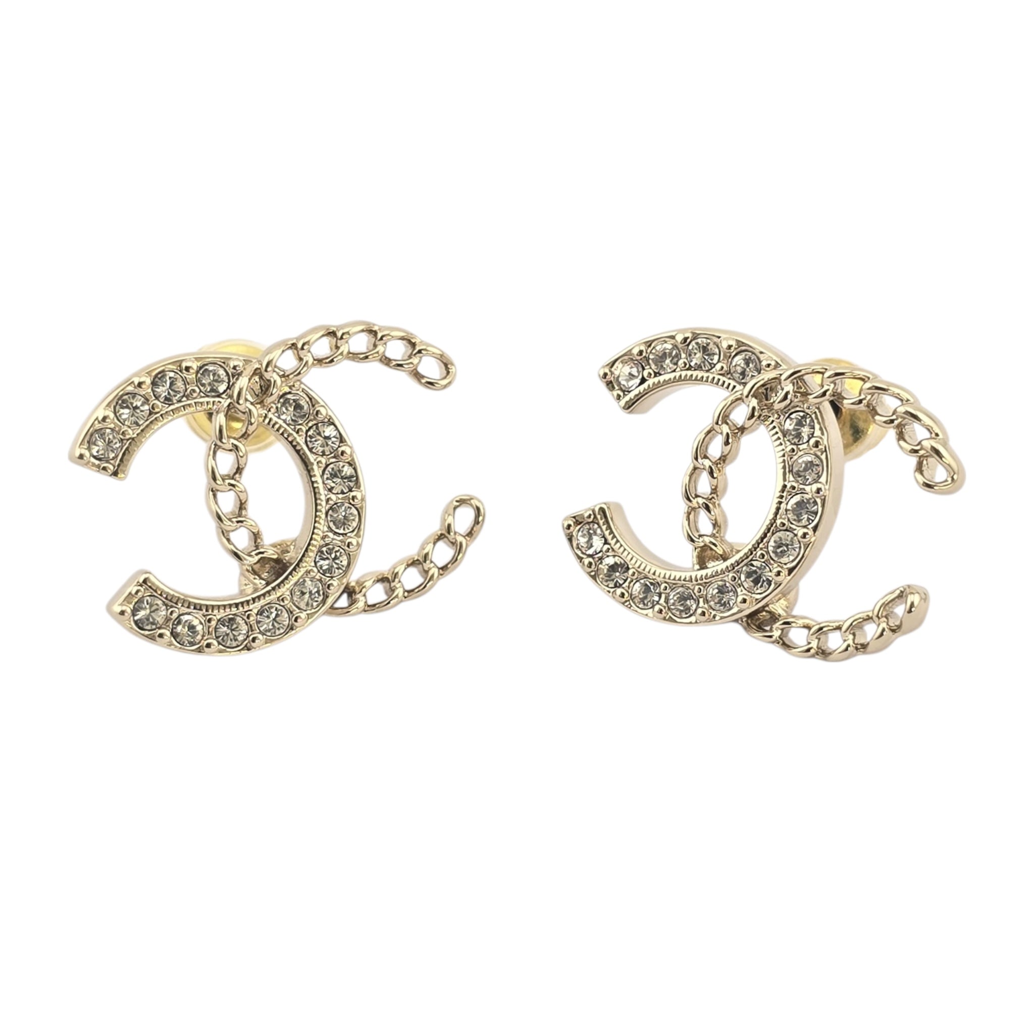 Chanel CC Crystal Earrings Gold 2025 CHANEL
