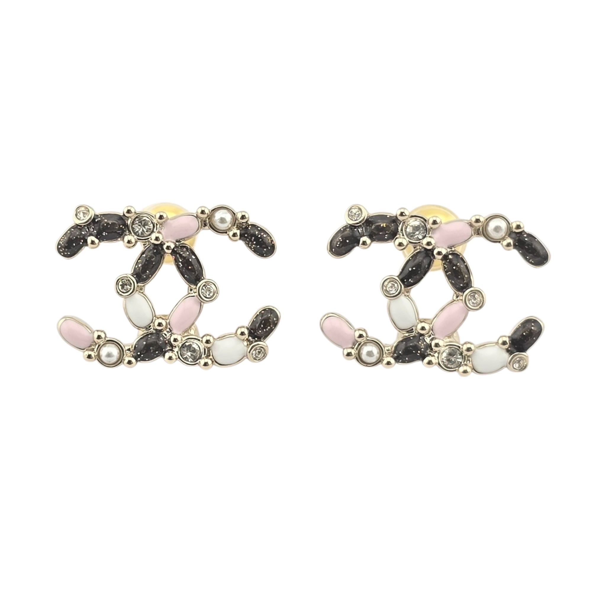 Chanel CC Gold Enamel Stud Earrings 2025 CHANEL