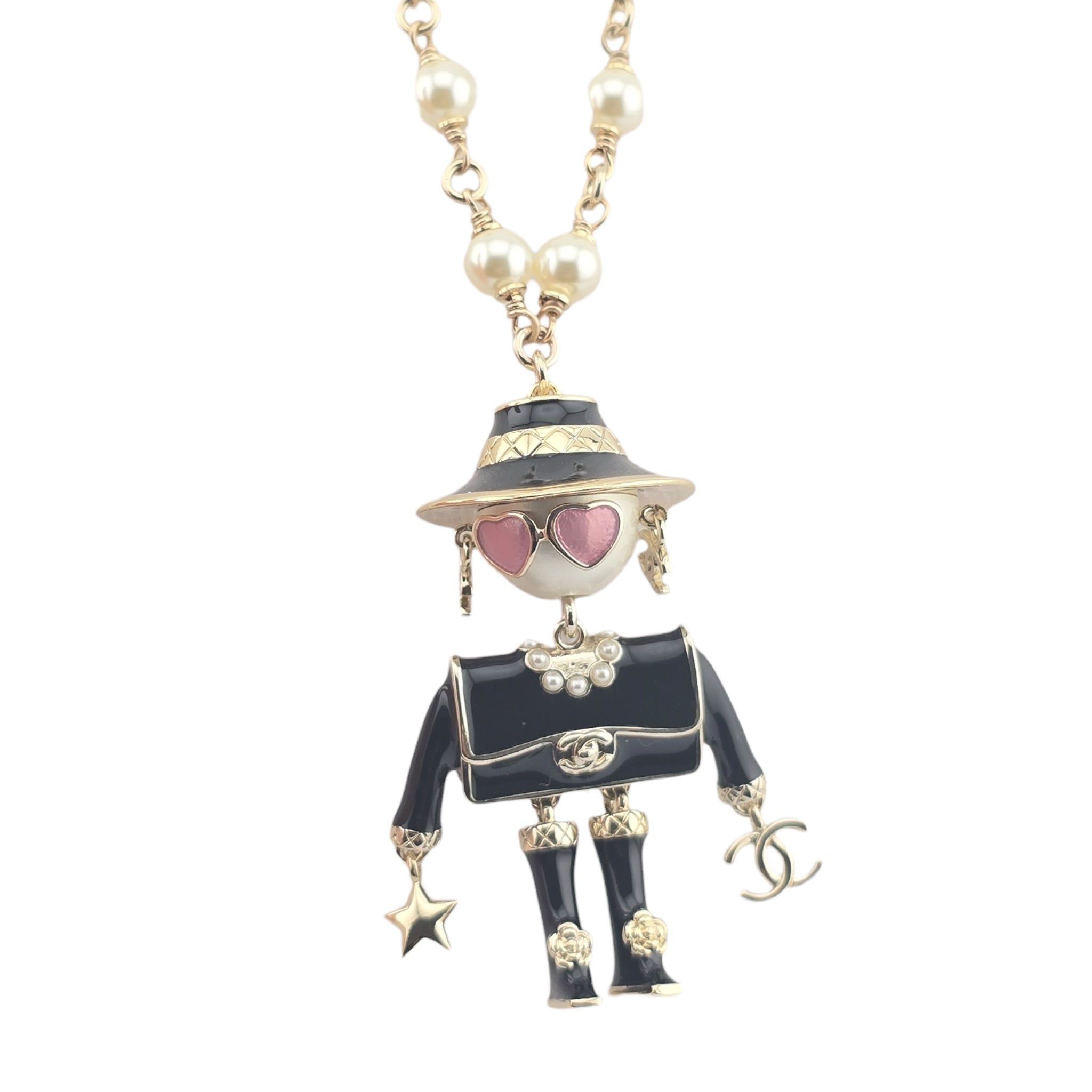 Chanel CC Robot Gabrielle Doll Black Necklace 25B CHANEL