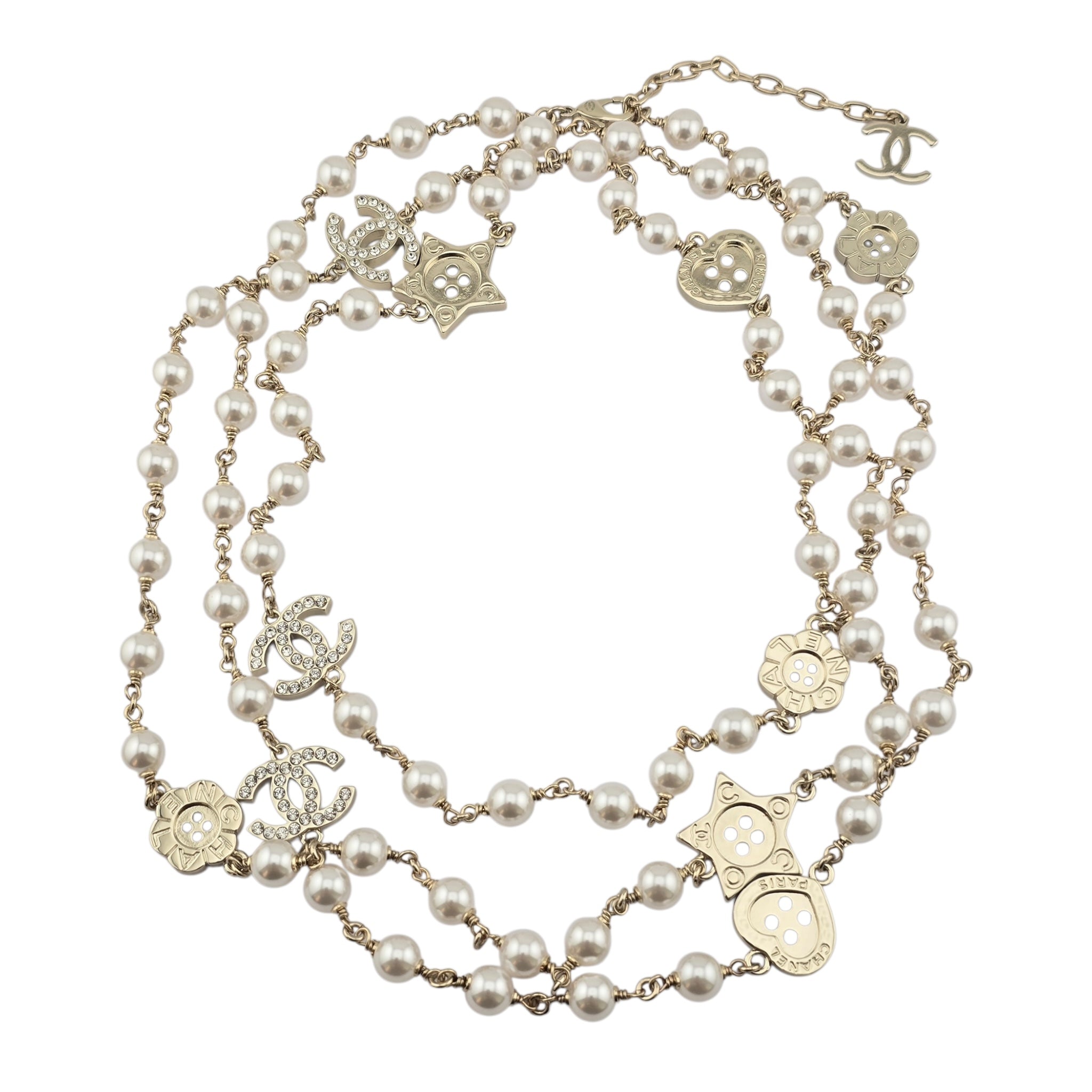 Chanel CC Faux Pearl Gold Long Necklace 2026