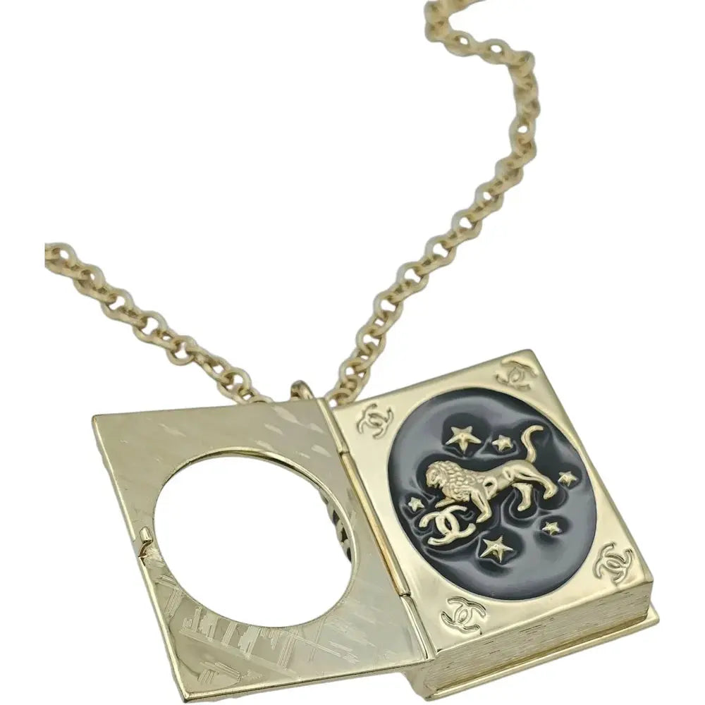 Chanel Enamel Lion Book Locket Pendant Necklace Cruise 2022 CHANEL