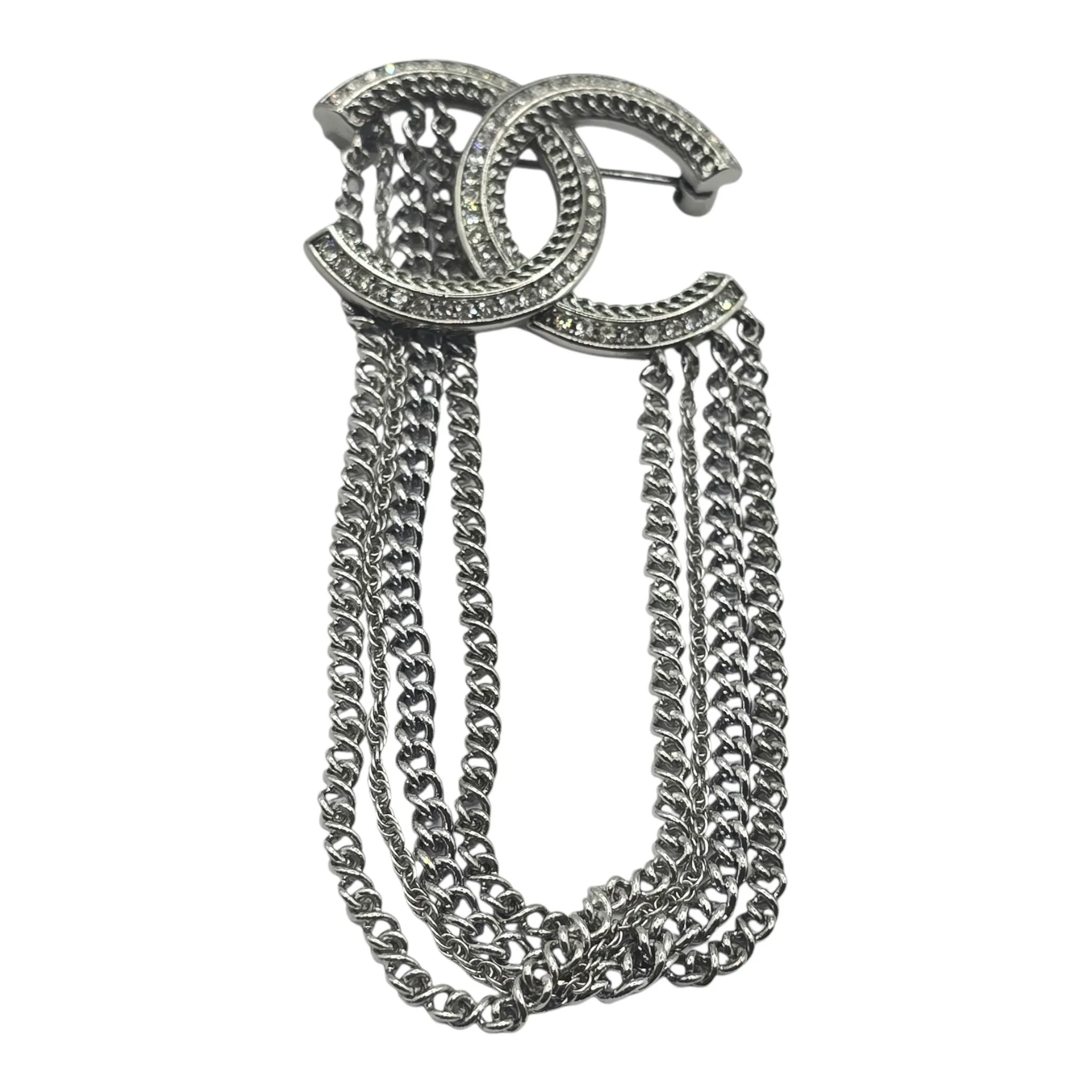 Chanel CC Gunmetal Chain Brooch 2021