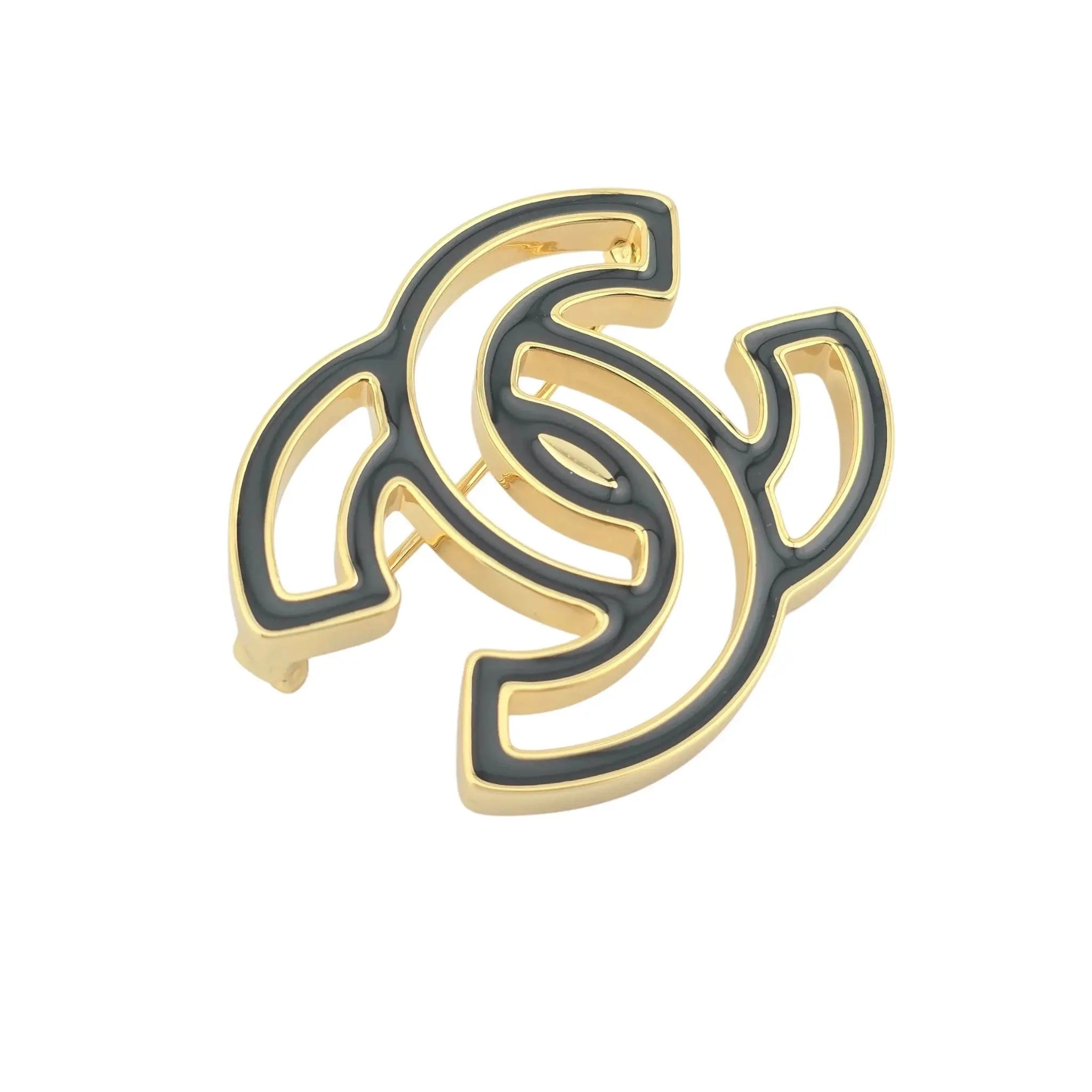 Chanel Black Enamel Gold/Transparent CC Brooch 2024 CHANEL