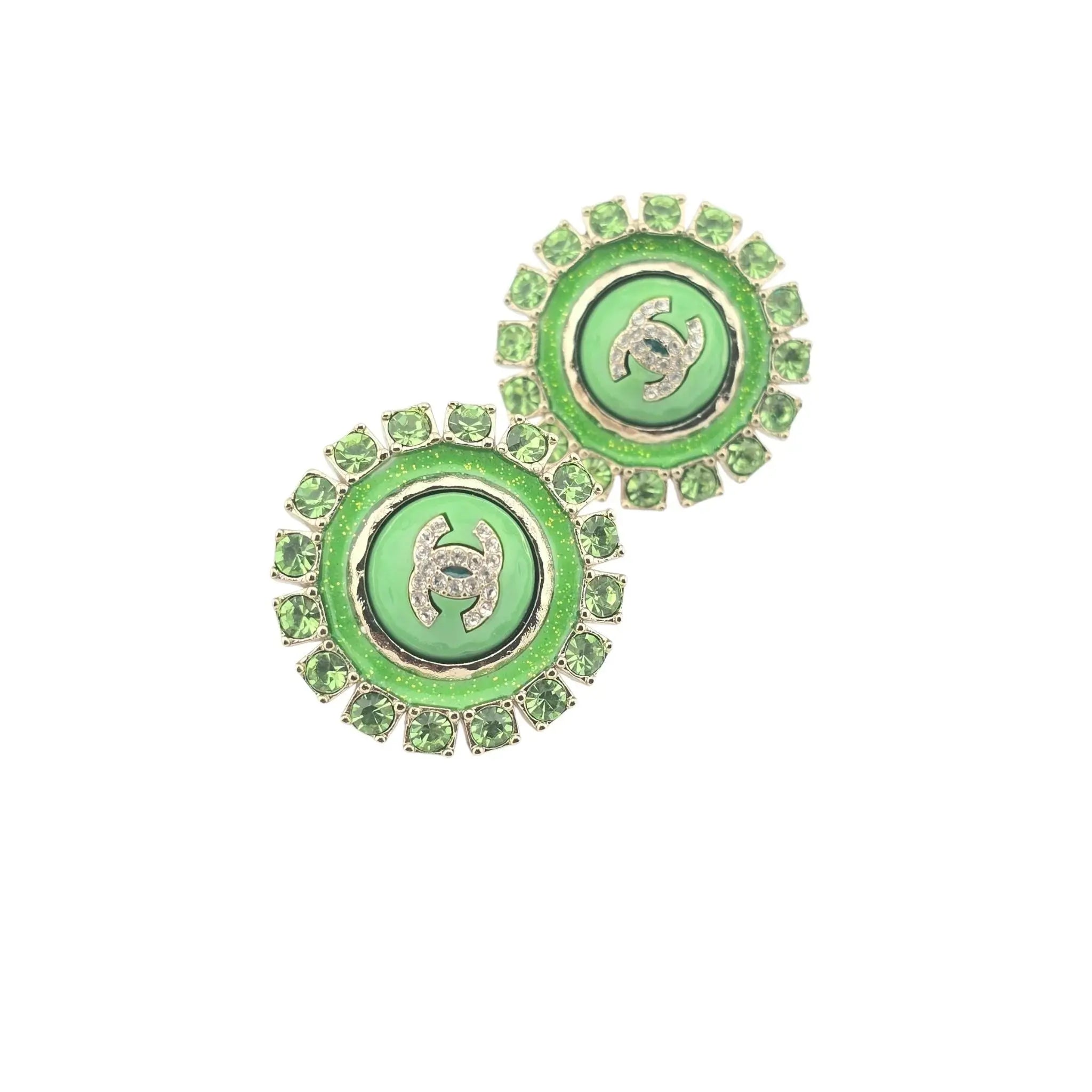 Chanel CC Green Faux Pearl Earrings 2024 CHANEL