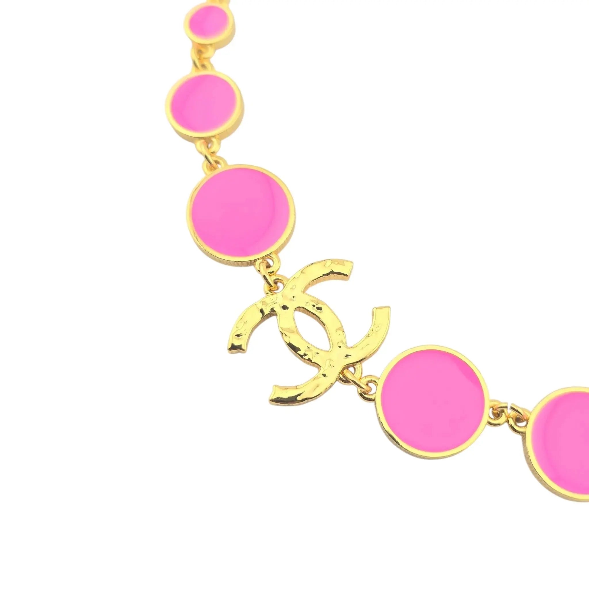 Chanel CC Gold / Pink Choker Necklace 2024 CHANEL