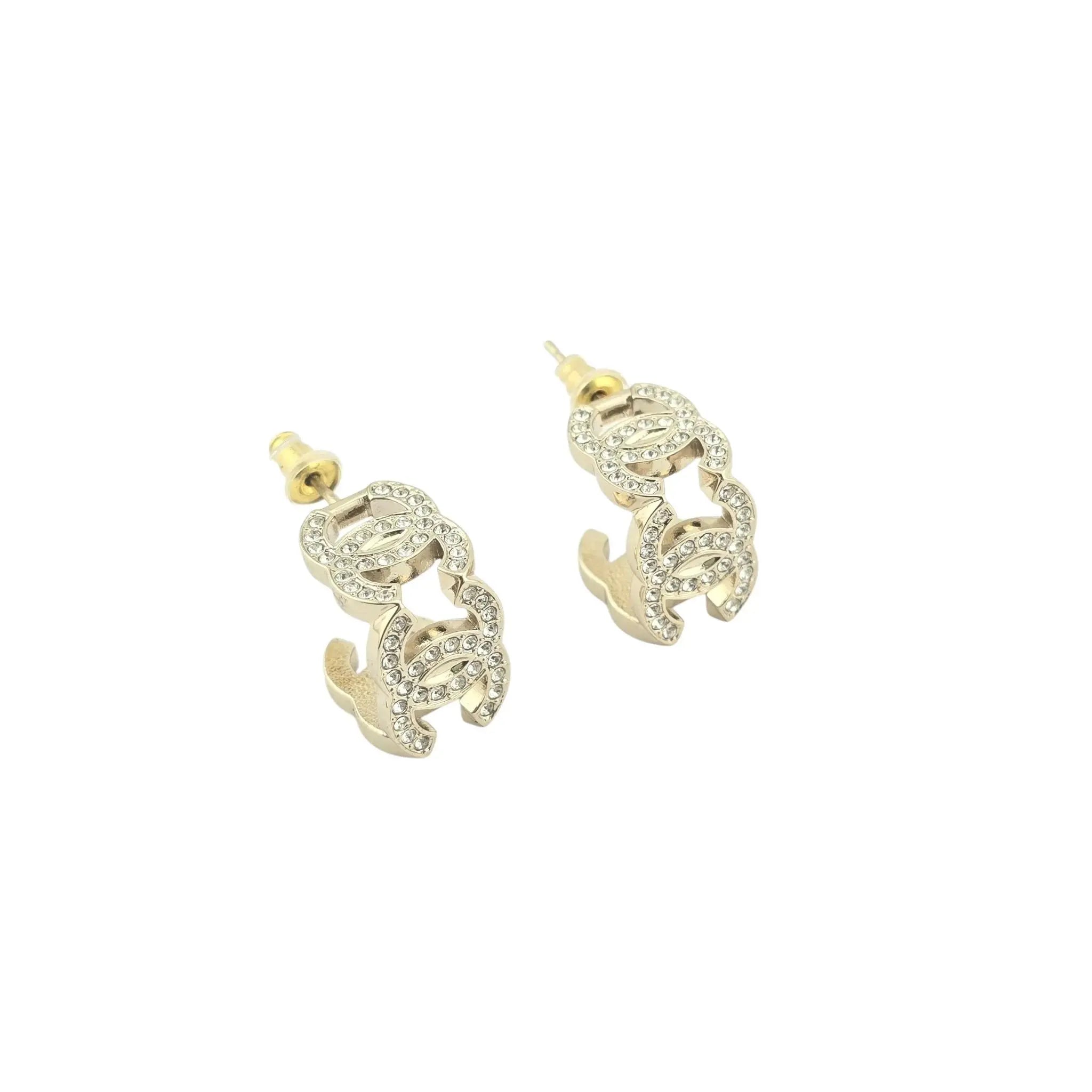 Chanel CC Crystal Gold Earrings 2024 CHANEL
