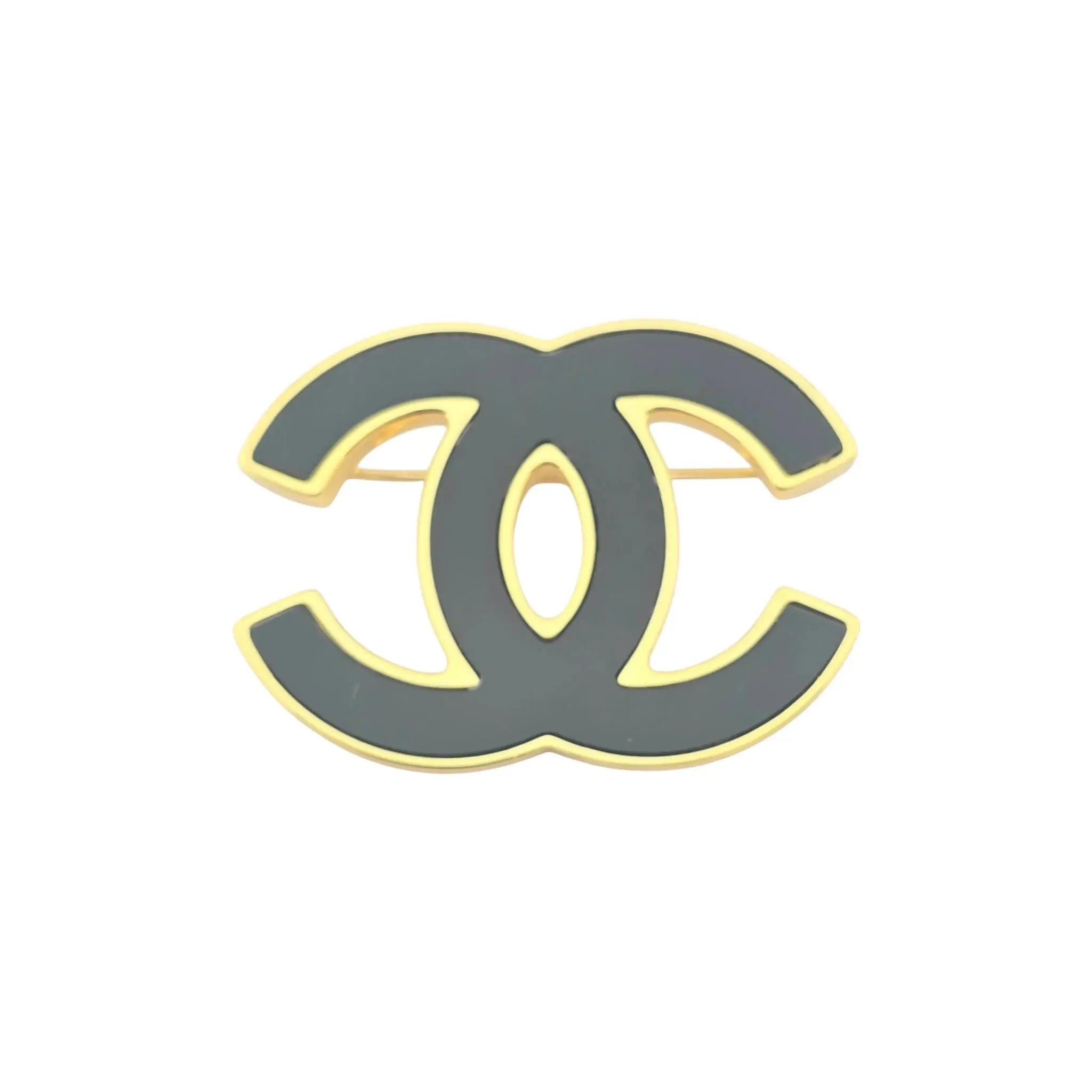 Chanel CC Black Gold Resin Brooch 2024 CHANEL