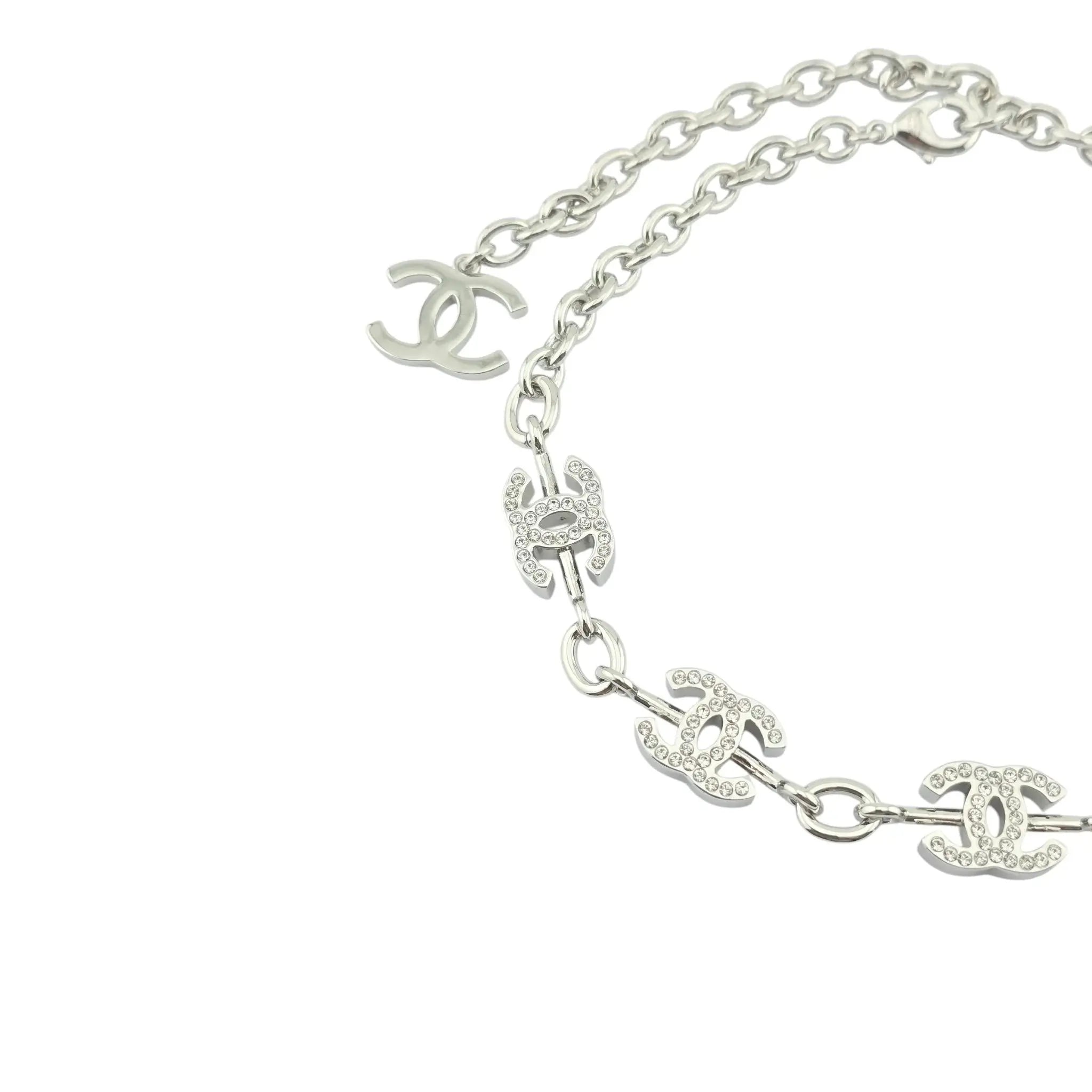 Chanel CC Silver Crystal Choker Necklace 2025 CHANEL