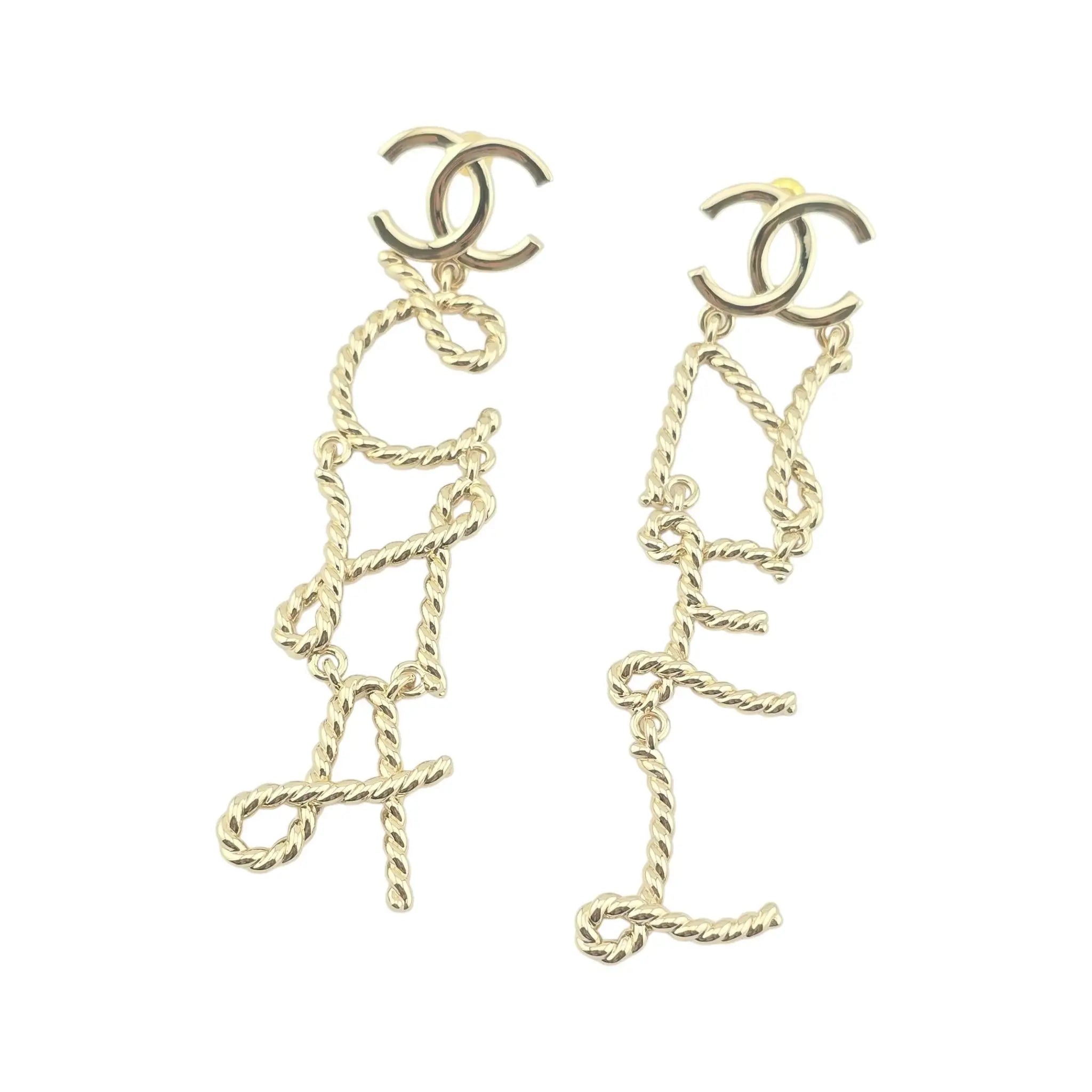 Chanel CC Logo Gold Letter Large Earrings 25C CHANEL