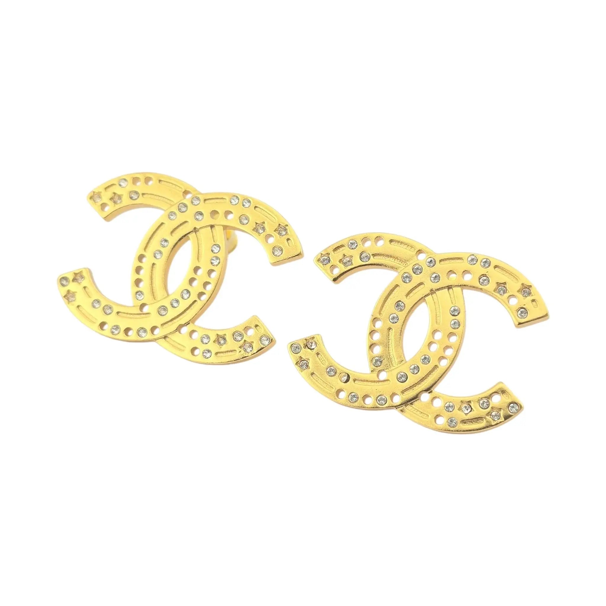 Chanel CC Gold Crystal Earrings 2024 CHANEL