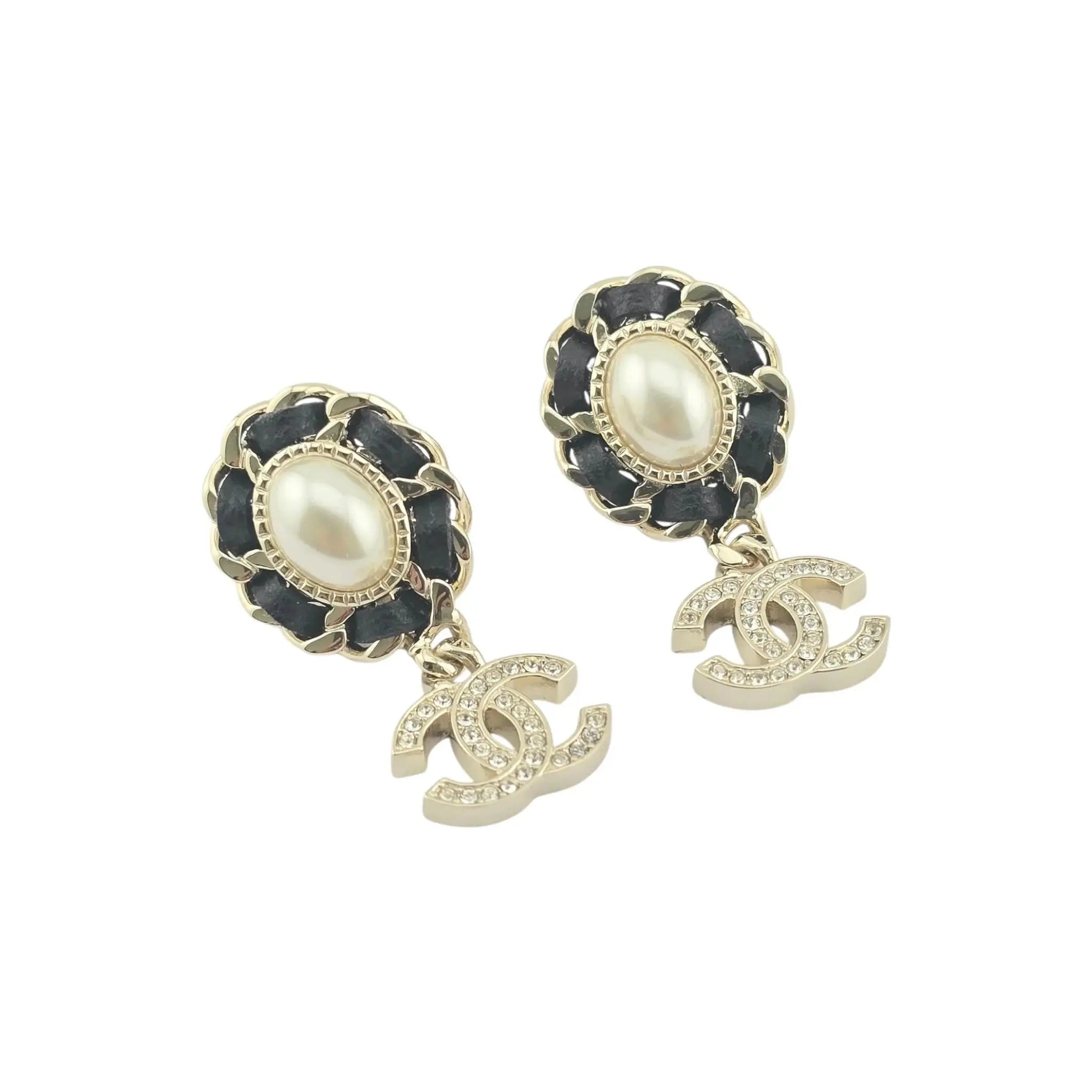 Chanel CC Faux Pearl Crystal Earrings 2021 CHANEL