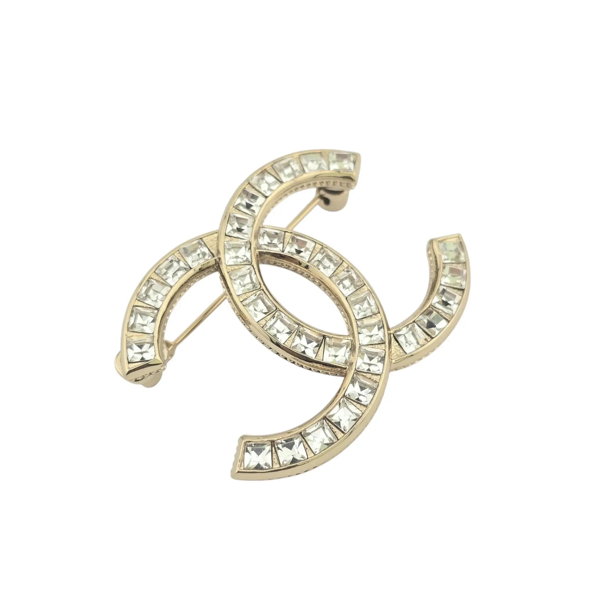 Chanel CC Gold Baguette Crystal Brooch 2021 CHANEL