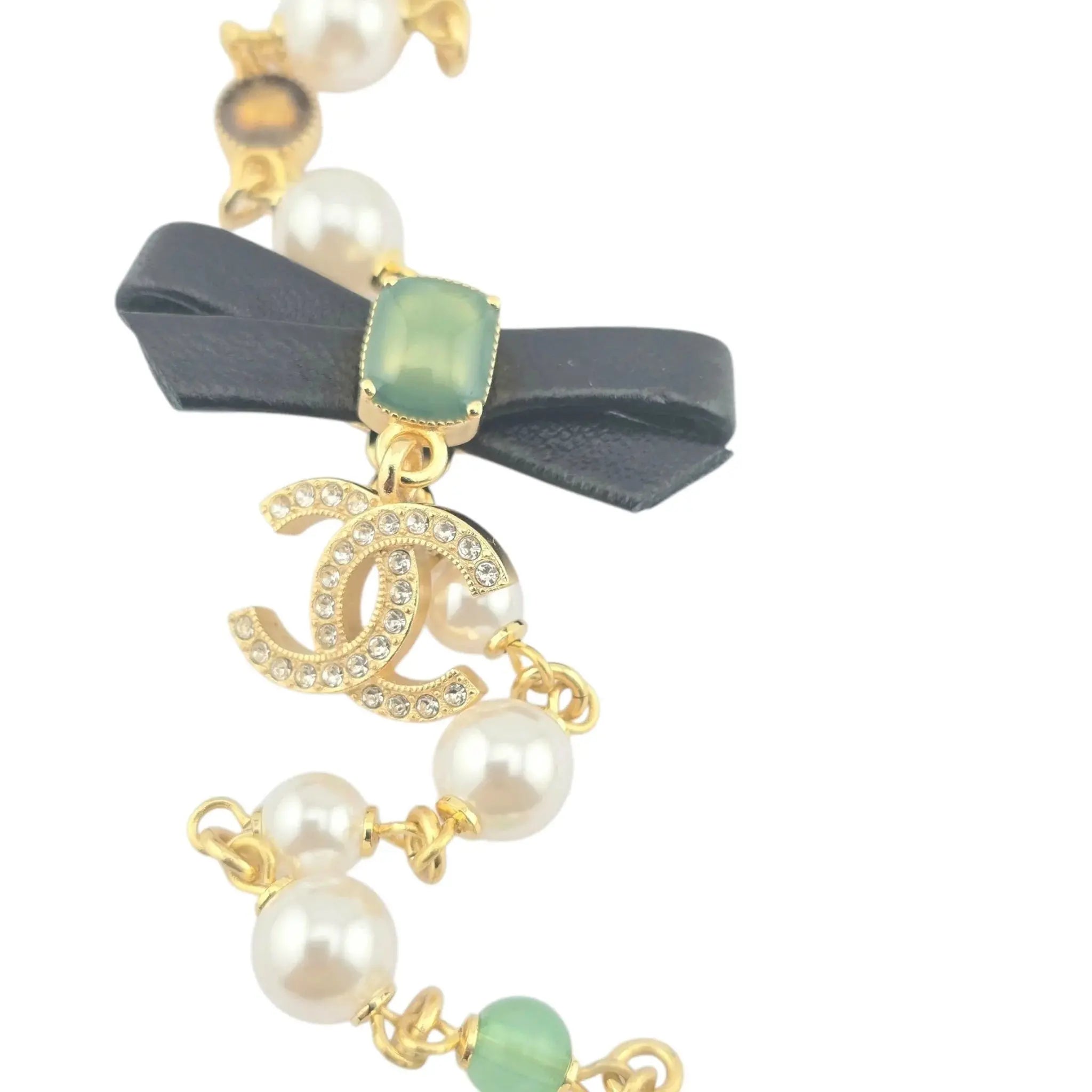 Chanel CC Bow Faux Pearl Bead Long Necklace 2024 CHANEL