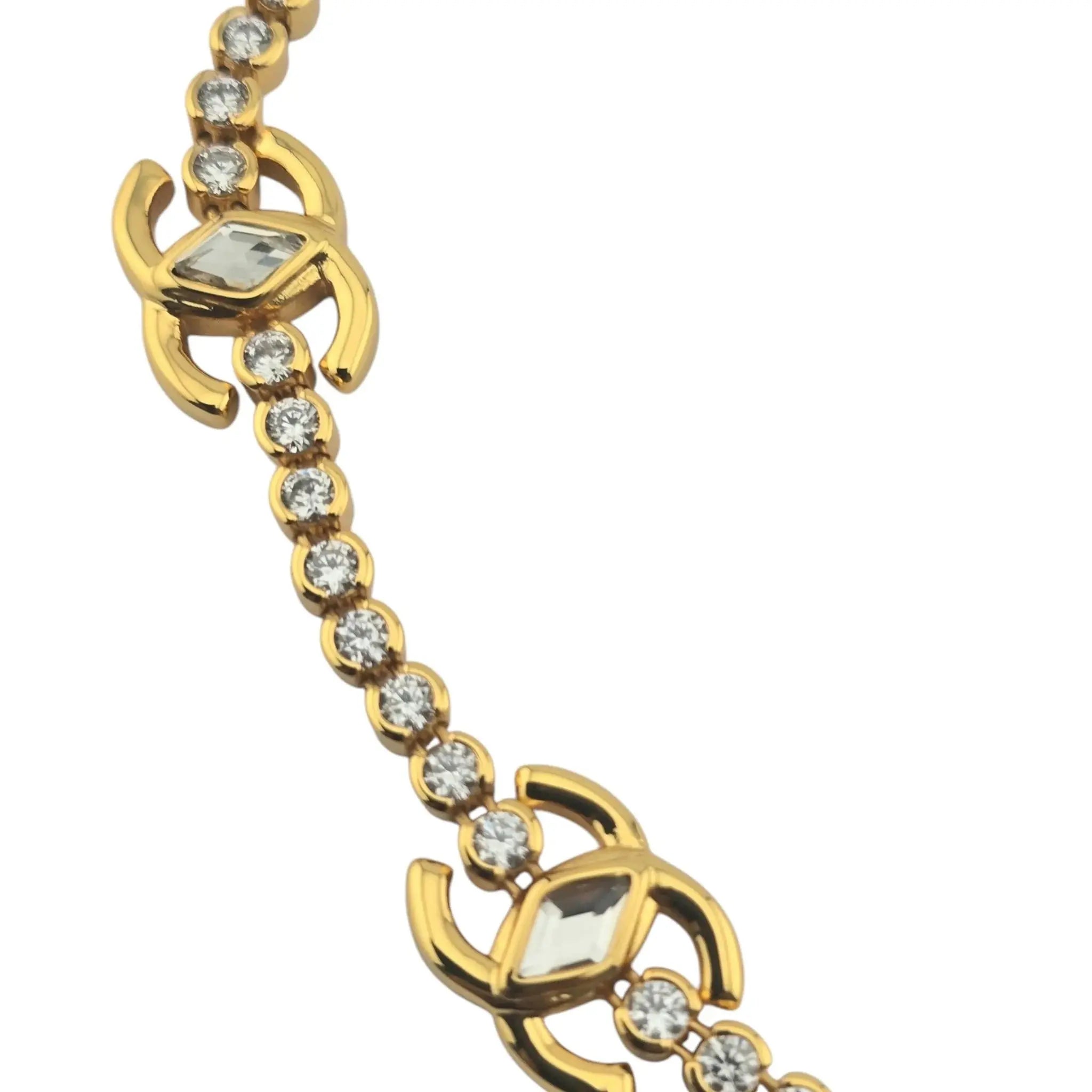 Chanel CC Crystal Pendant Gold Necklace L23 C CHANEL