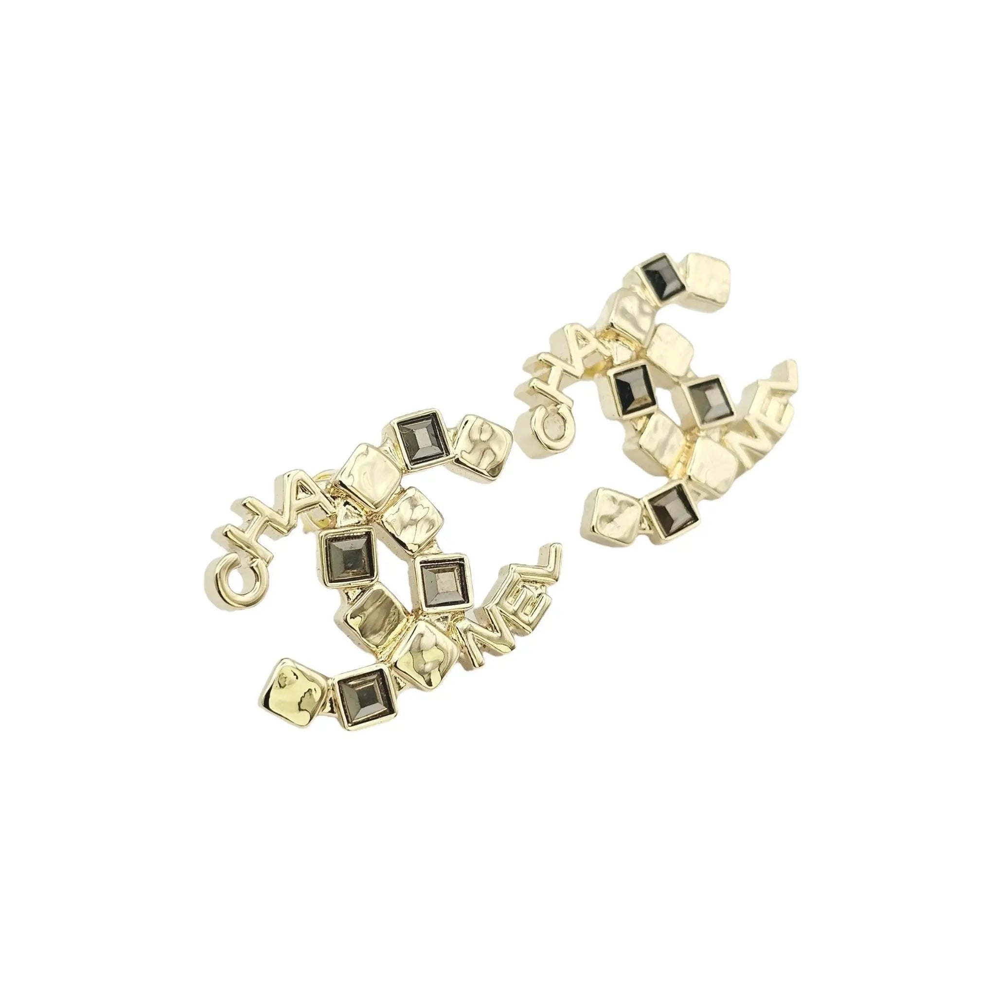 Chanel CC Gold Baguette Crystal Stud Earrings 2024 CHANEL