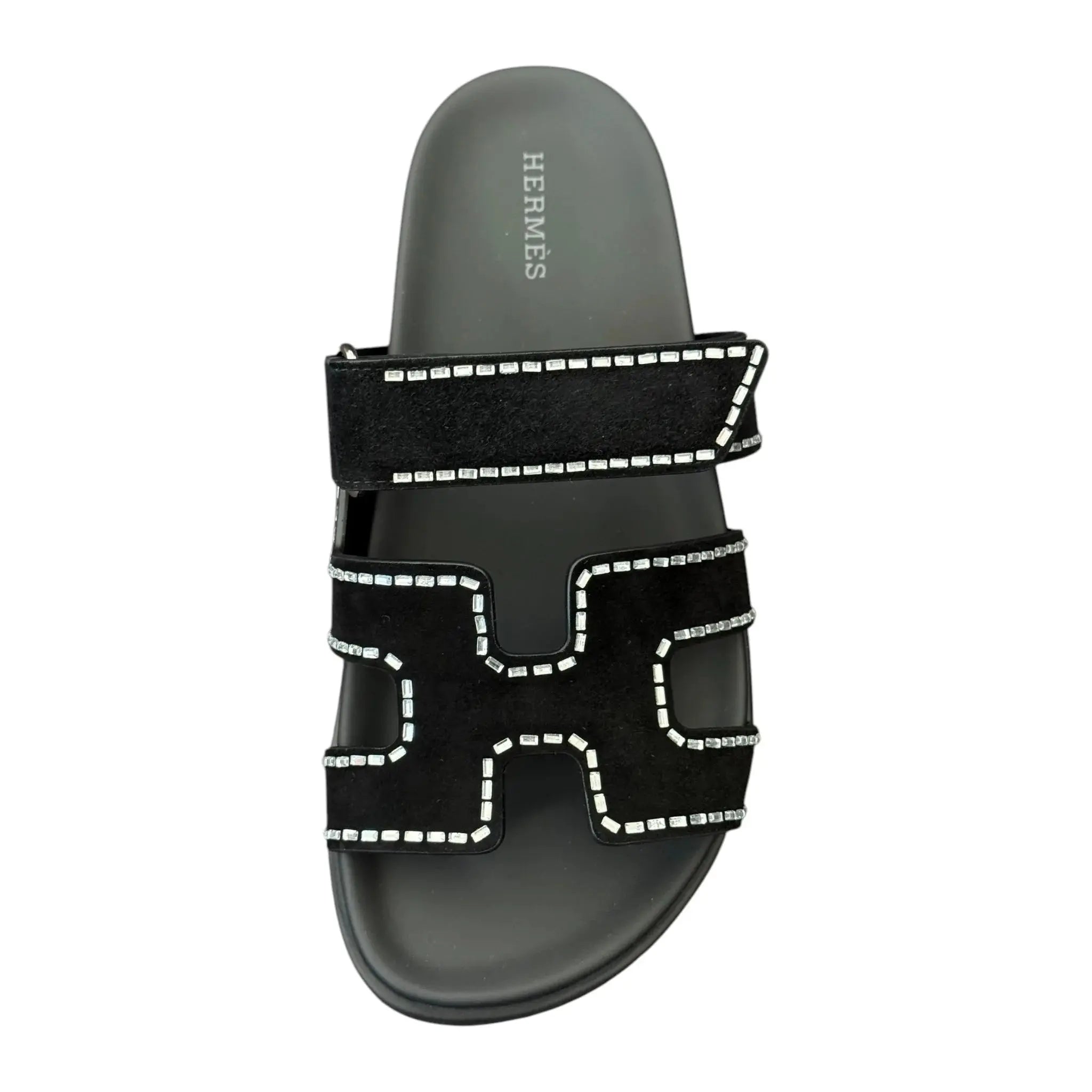 Hermes Chypre Rhinestone Suede Sandal 38 UK5 HERMES