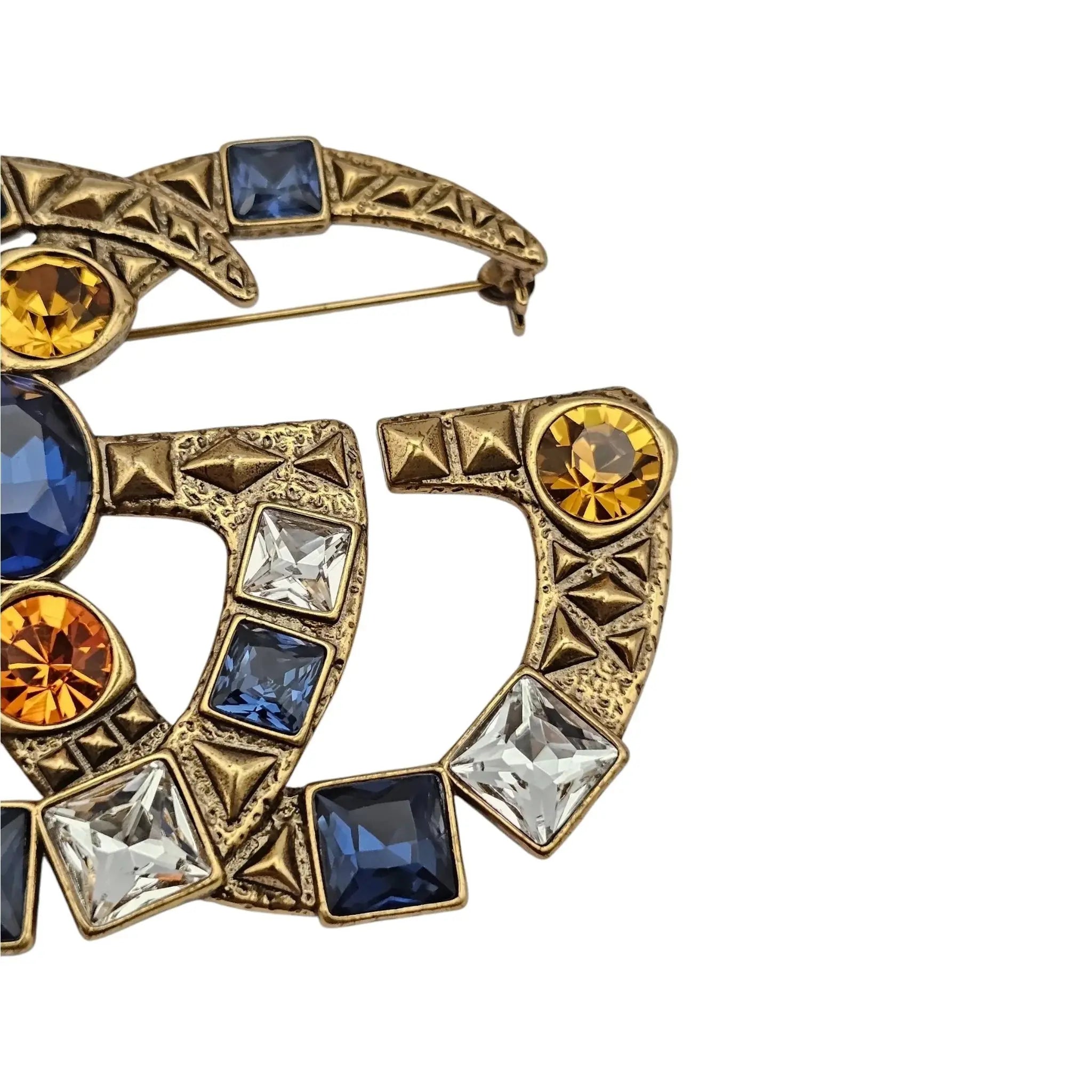 GUCCI Crystal Double G Multicolour Crystal Brooch GUCCI