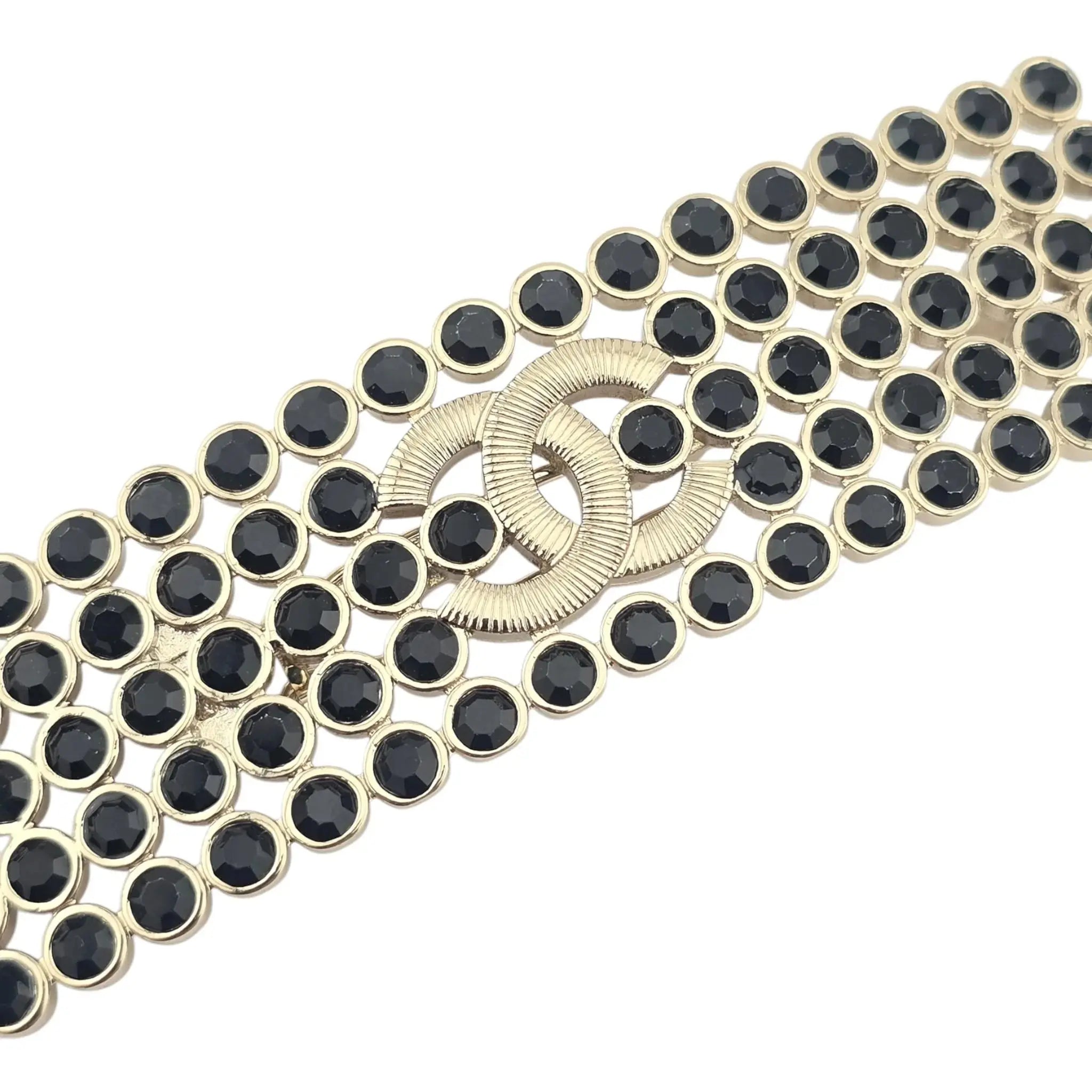 Chanel CC Black Strass Crystal Hair Barrette Clip B23 CHANEL