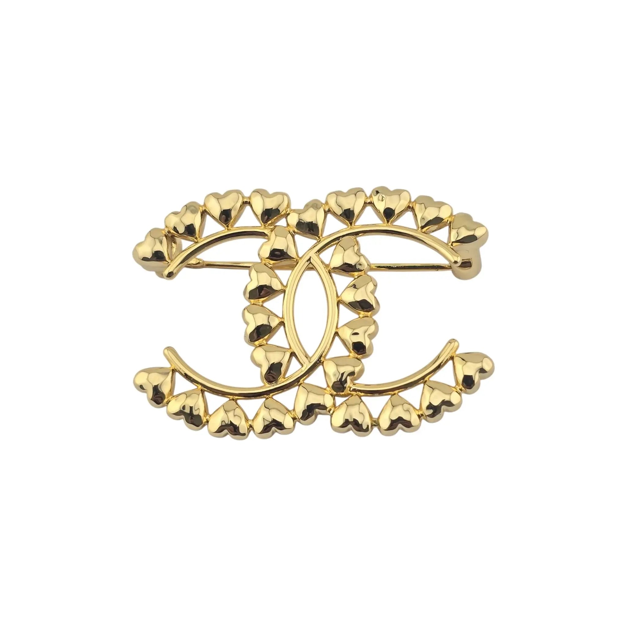 Chanel CC Metal Gold Hearts Brooch 2023 CHANEL