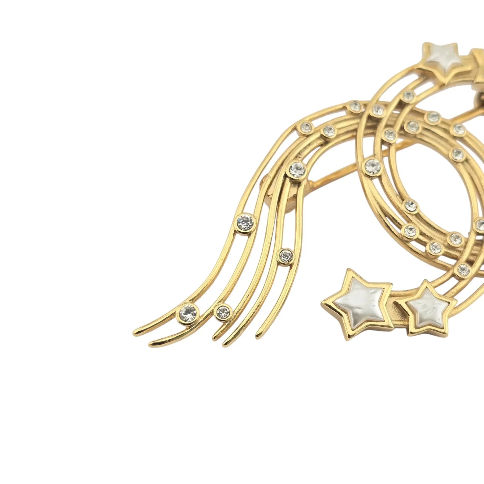 Chanel CC Gold Pearl White Star Brooch B24 CHANEL