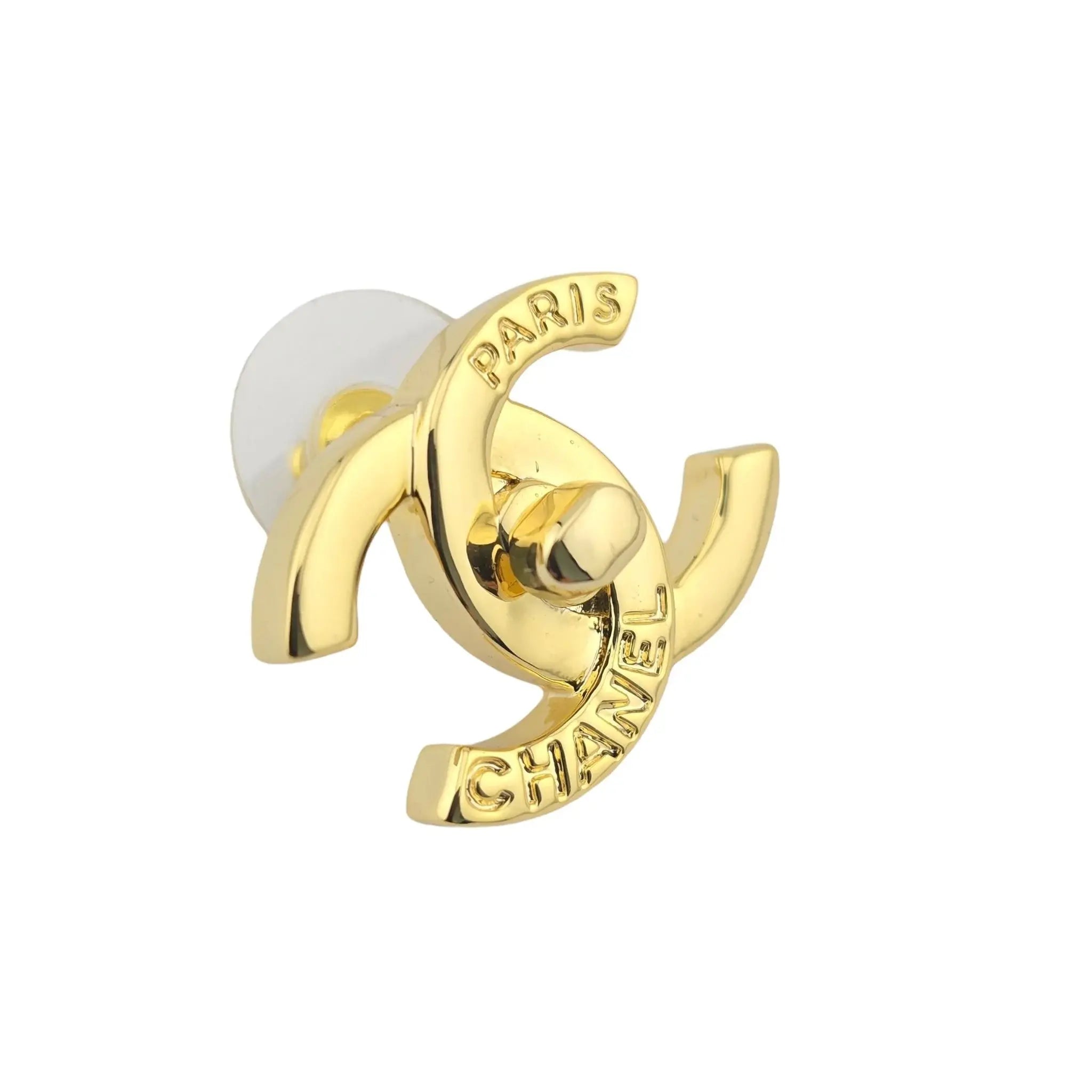 Chanel CC Gold Turnlock Stud Earrings 2022 CHANEL