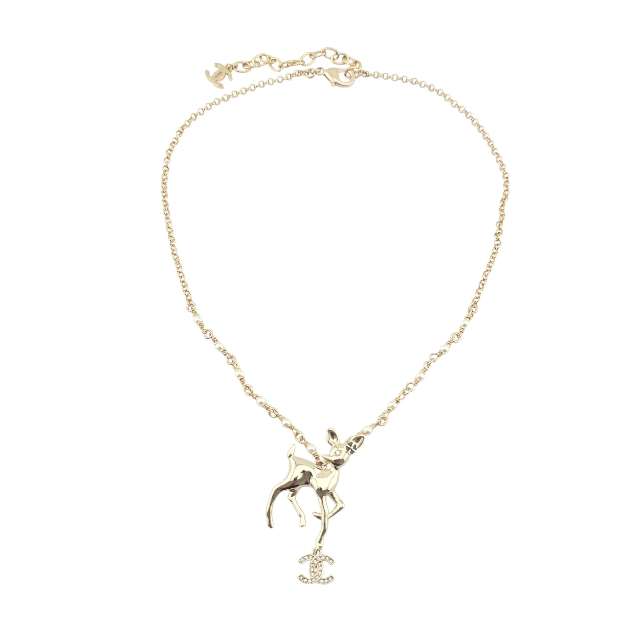 Chanel CC Deer Pendant Gold Necklace 2025 CHANEL