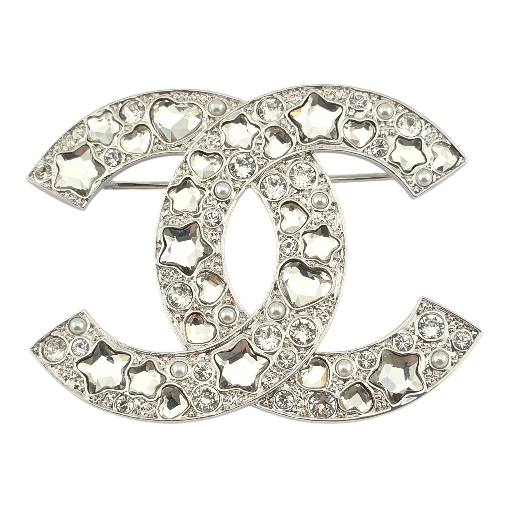 Chanel CC Silver Star Crystal Brooch 2025 CHANEL